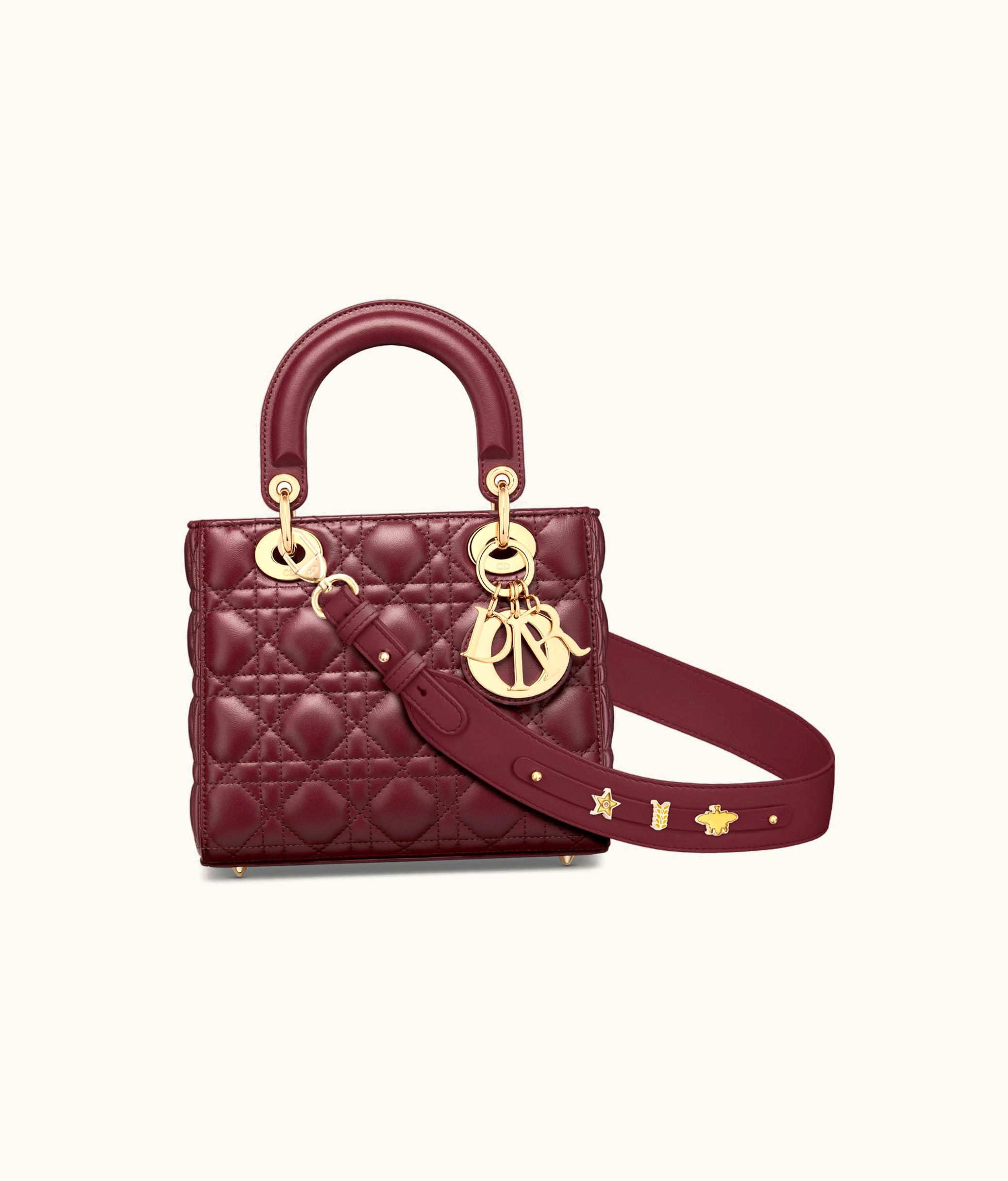 Dior Small Lady Dior My ABCDior Bag - Burgundy Cannage Lambskin