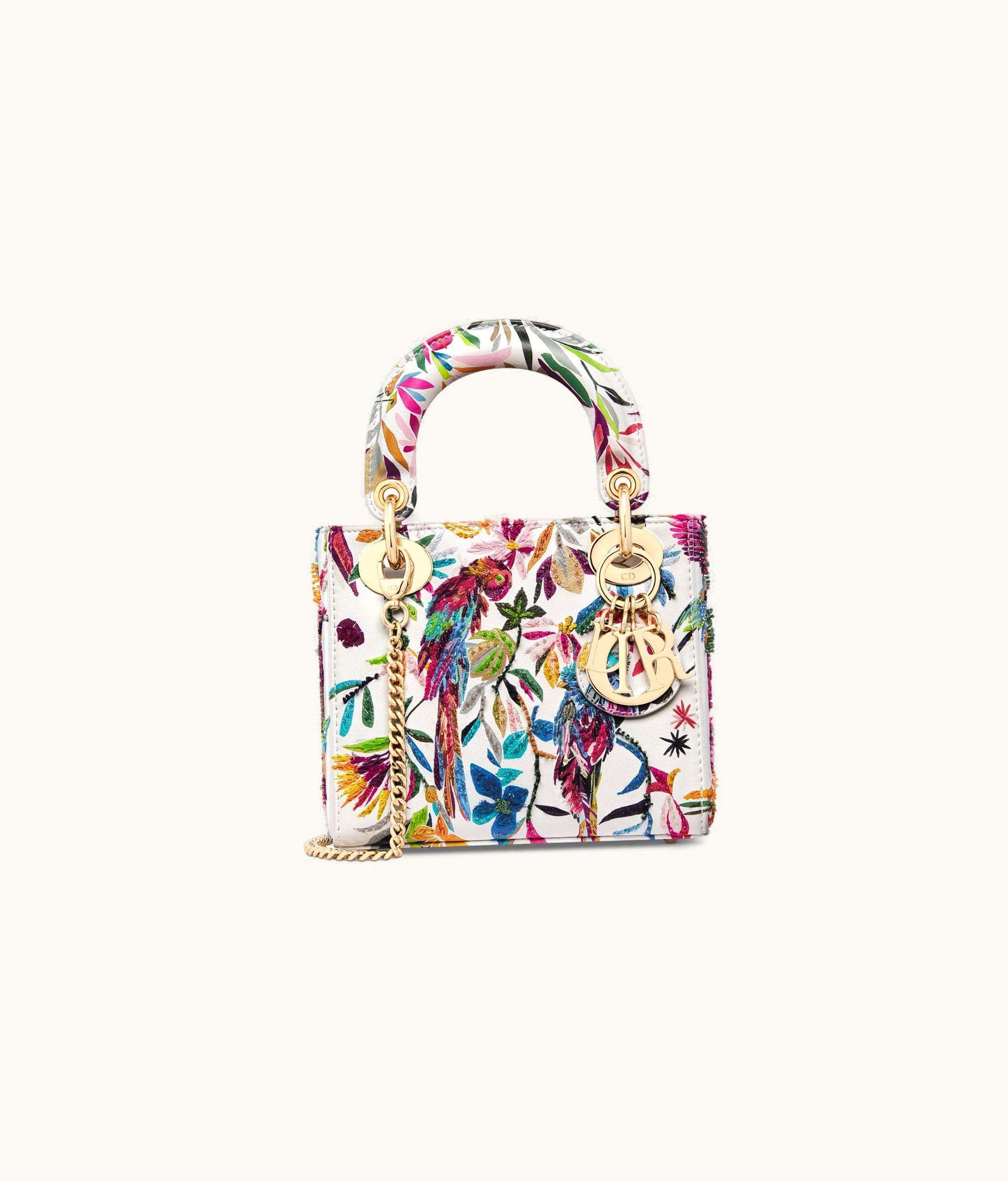 Dior Mini Lady Dior Bag - White Multicolor Calfskin With Toile De Jouy Fantastica Print And Embroidery
