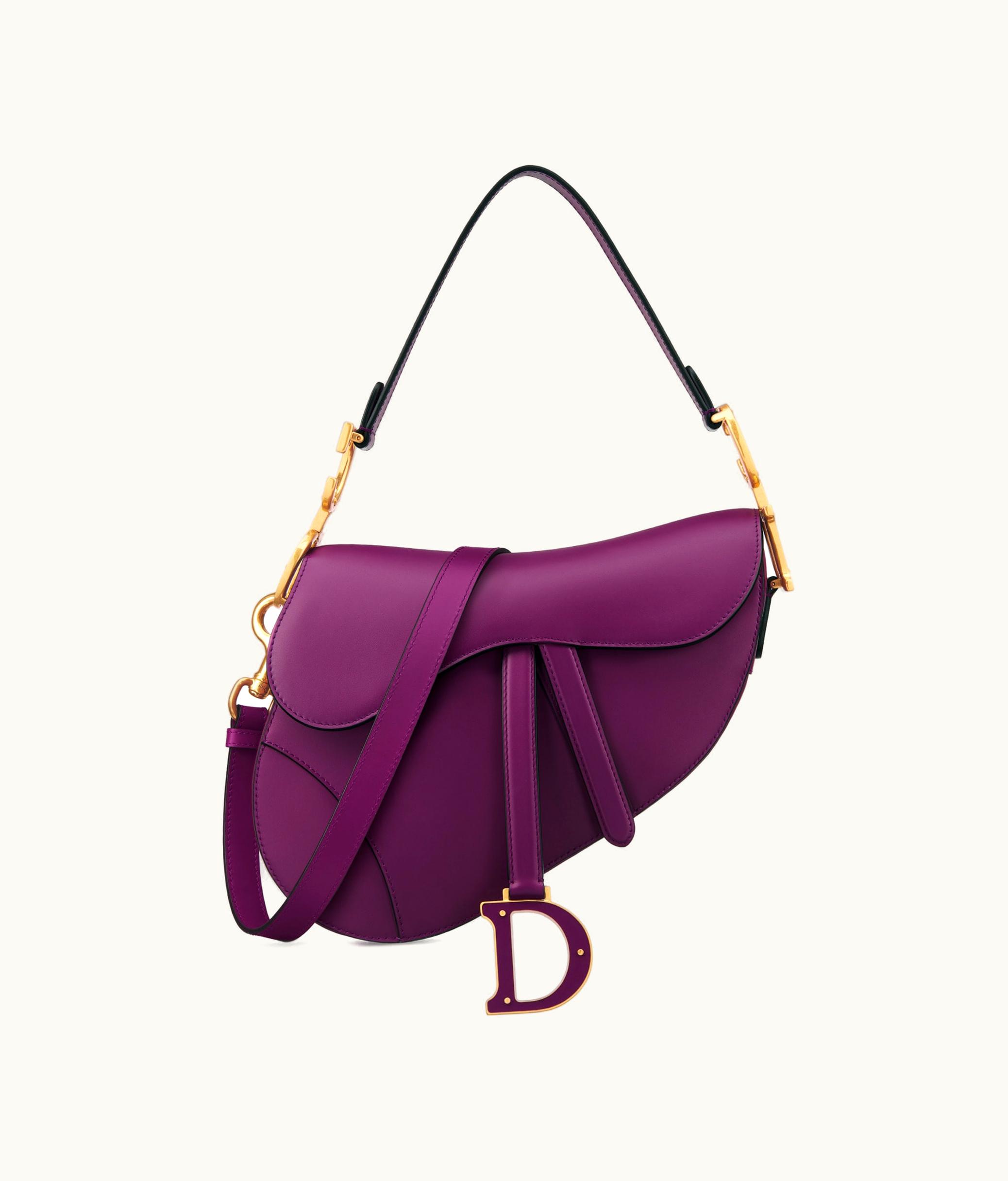 Dior Dior Saddle Bag With Strap - Mulberry Smooth Calfskin