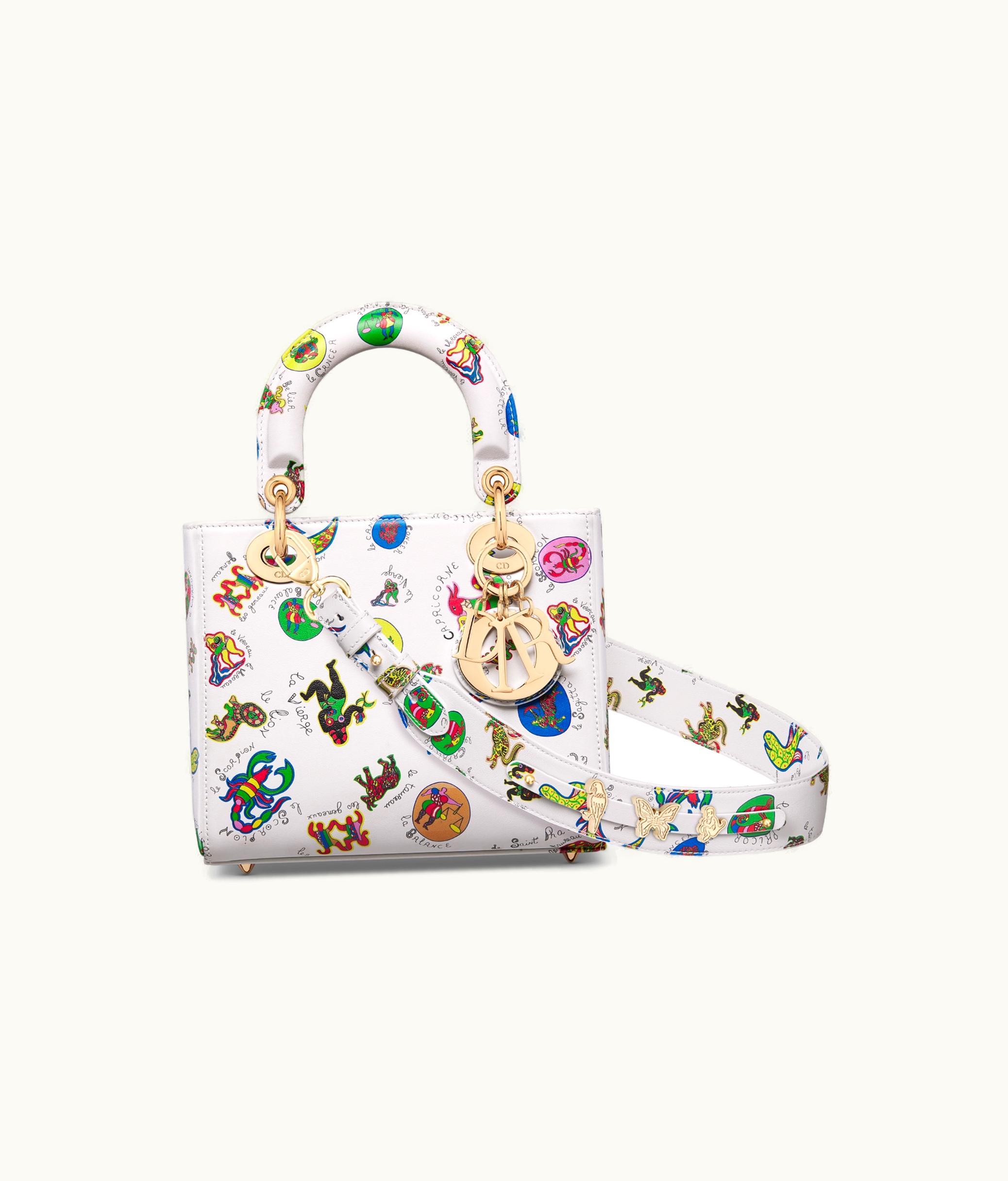 Dior Small Lady Dior My ABCDior Bag - White Multicolor Calfskin With Dragon Zodiac Print