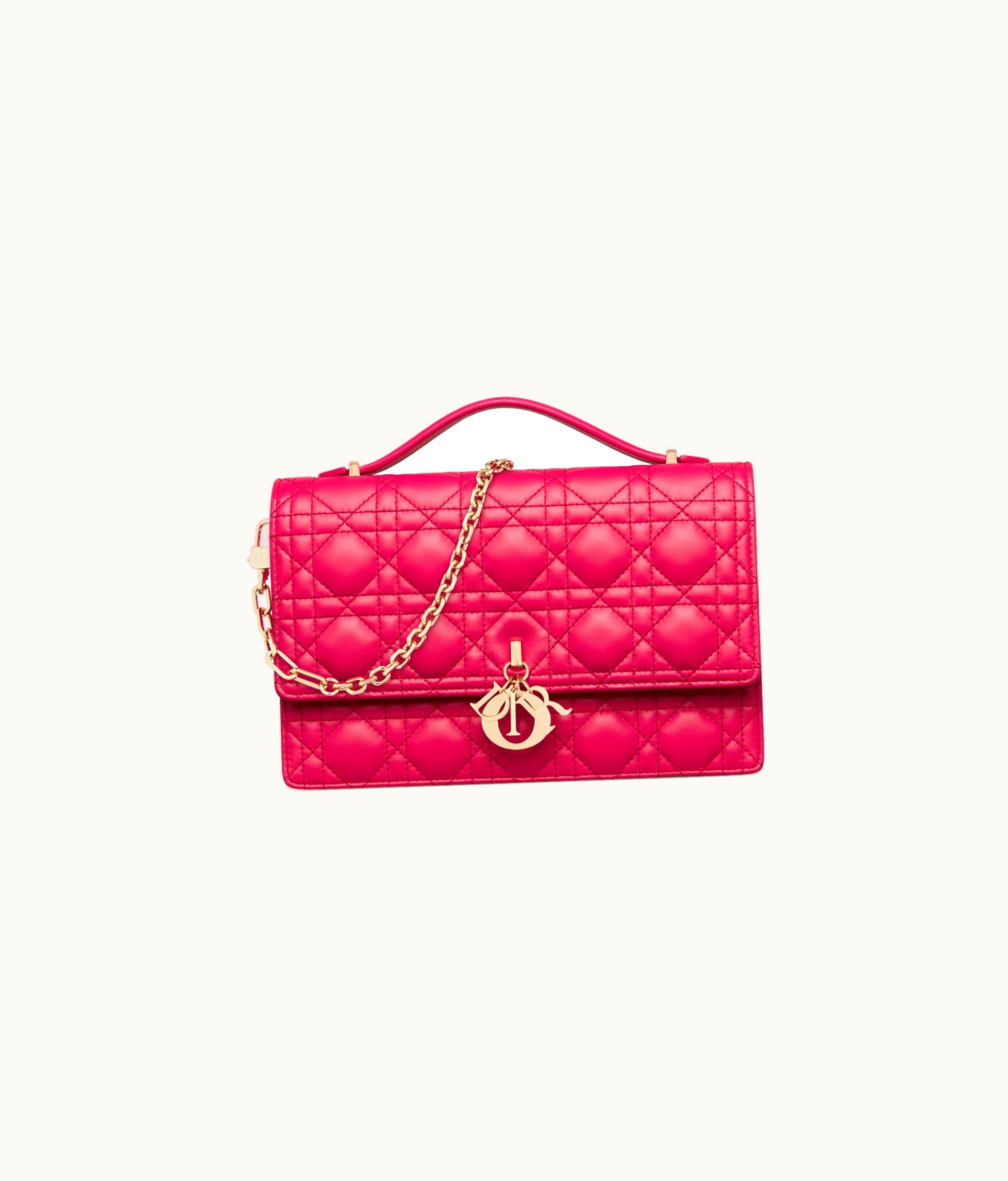 Dior Miss Dior Top Handle Bag - Passion Pink Cannage Lambskin