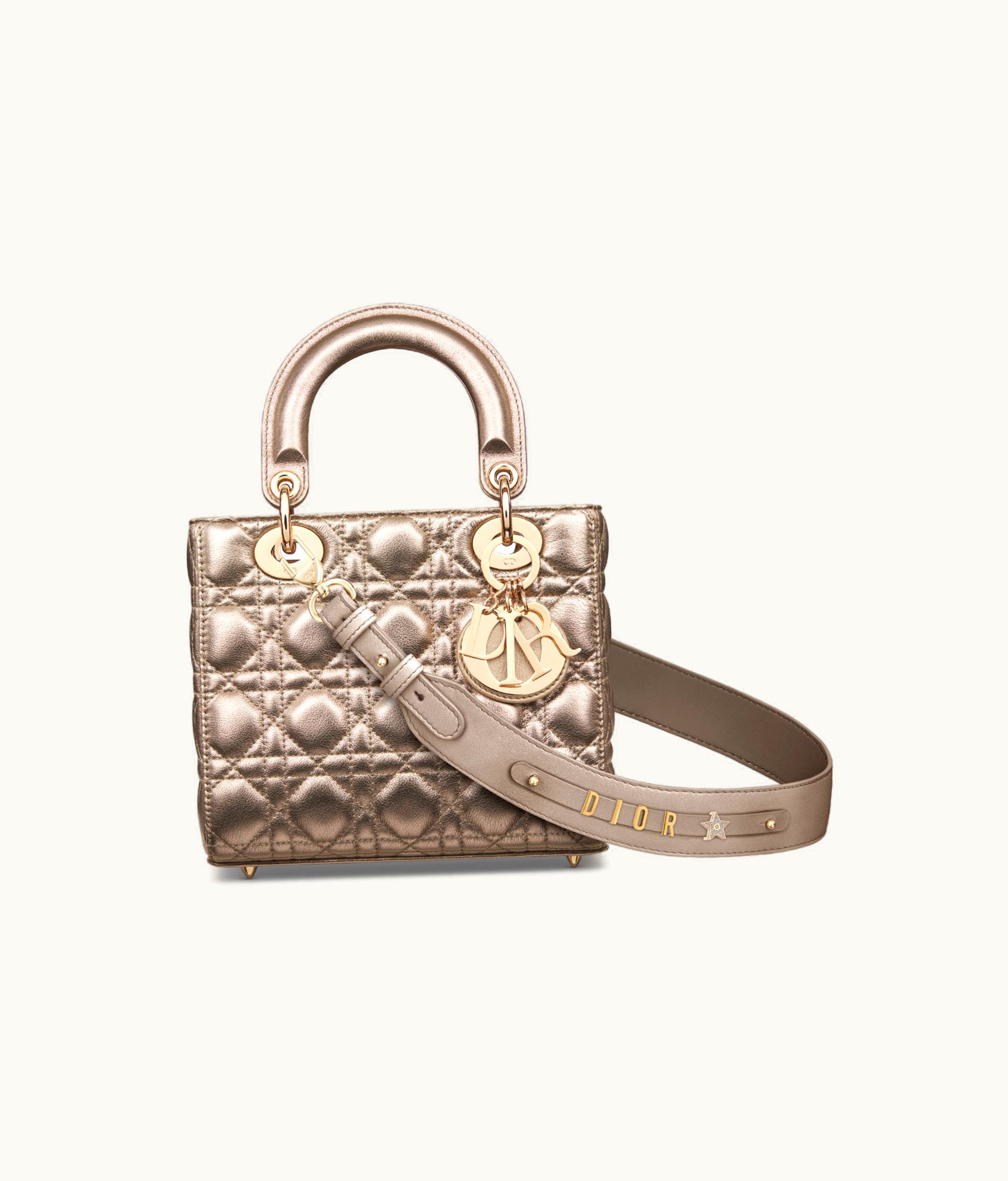Dior Small Lady Dior My ABCDior Bag - Metallic Gold-Tone Cannage Calfskin