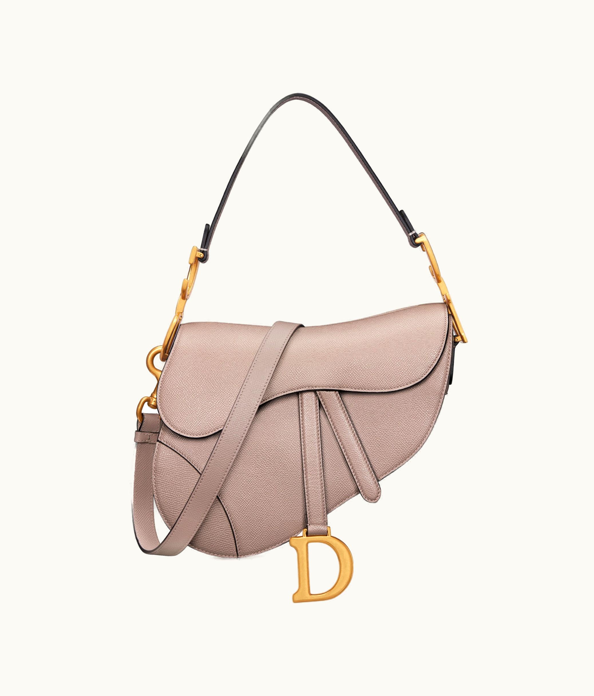 Dior Dior Saddle Bag With Strap - Warm Taupe Grained Calfskin