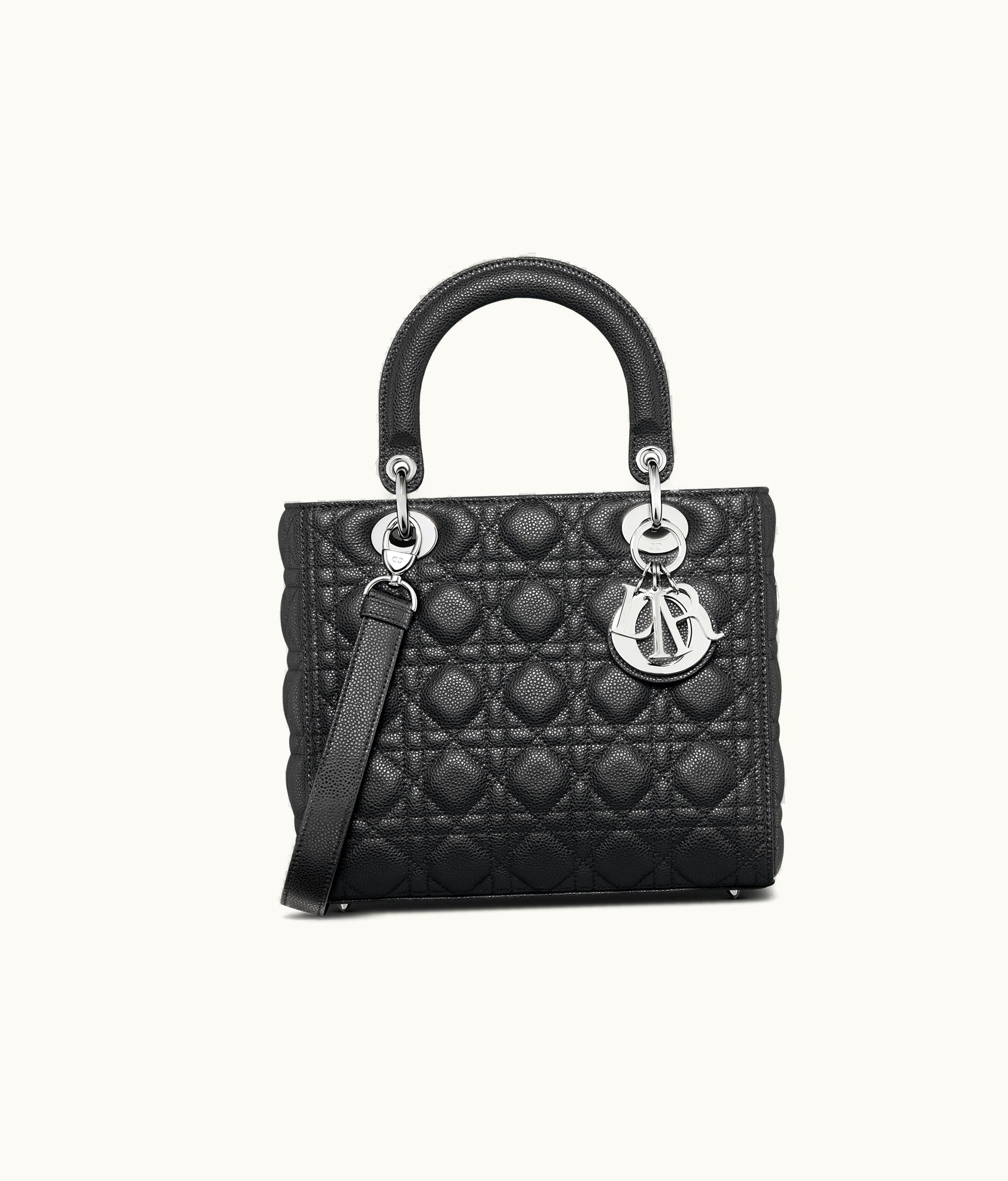 Dior Medium Lady Dior Bag - Black Grained Cannage Calfskin