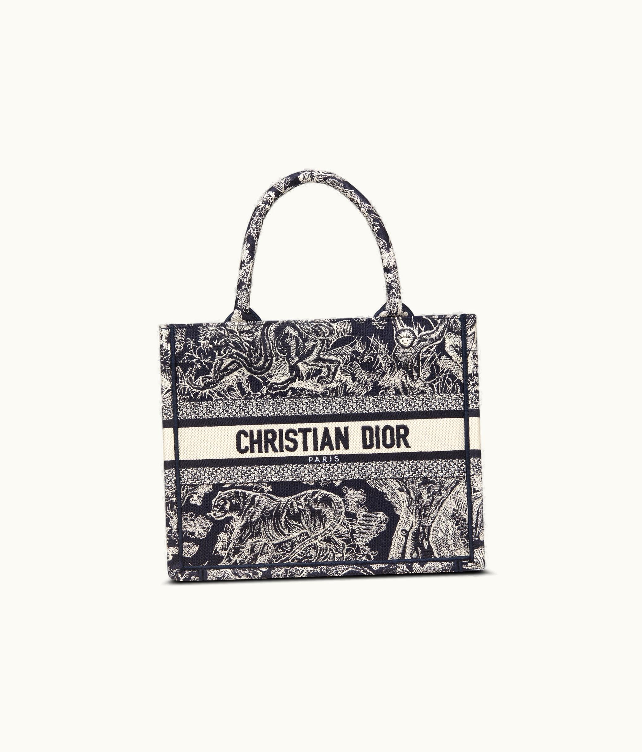 Dior Small Dior Book Tote - Blue And White Toile De Jouy Reverse Embroidery (26.5 X 21 X 14 CM)