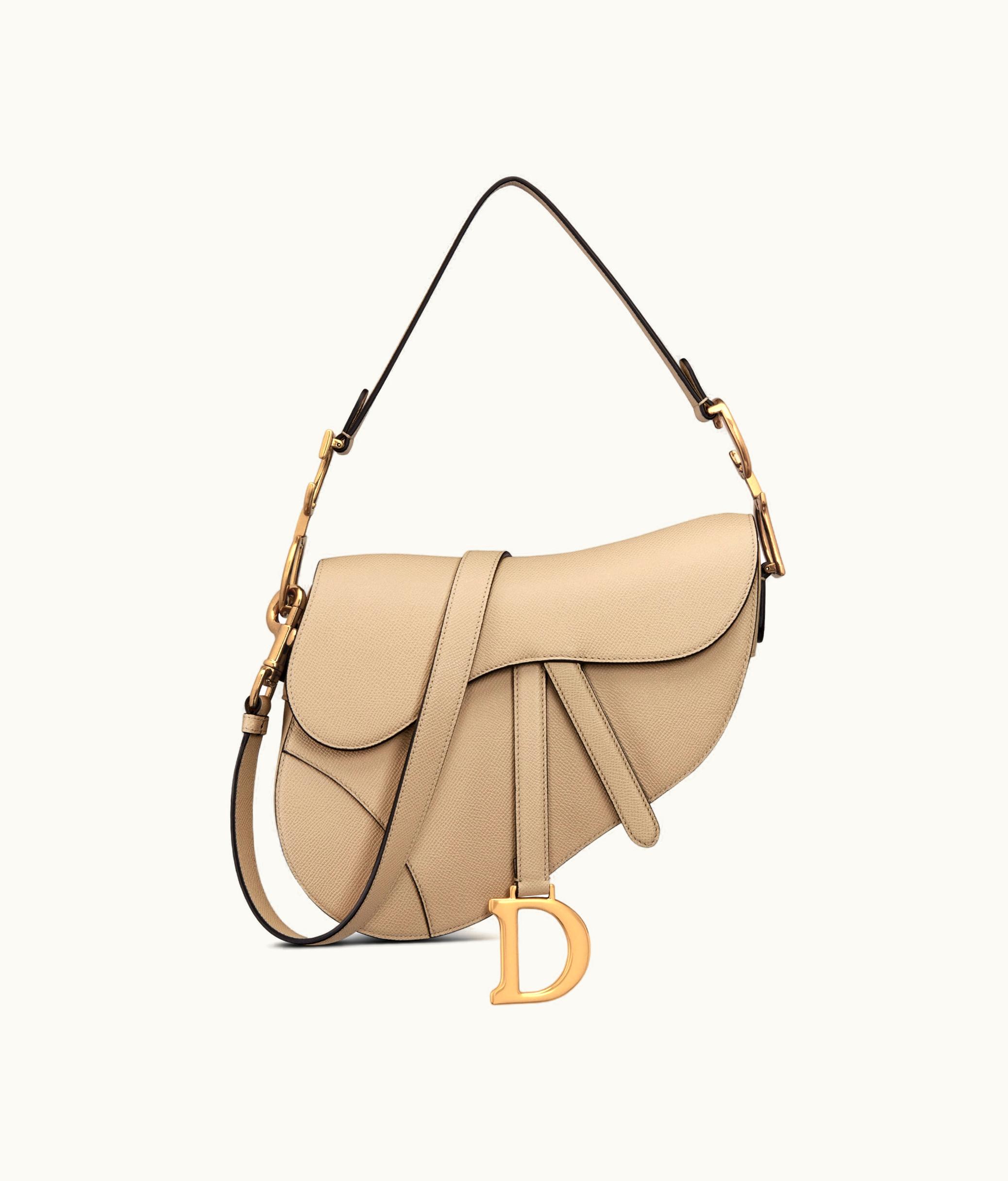 Dior Dior Saddle Bag With Strap - Sand-Colored Grained Calfskin