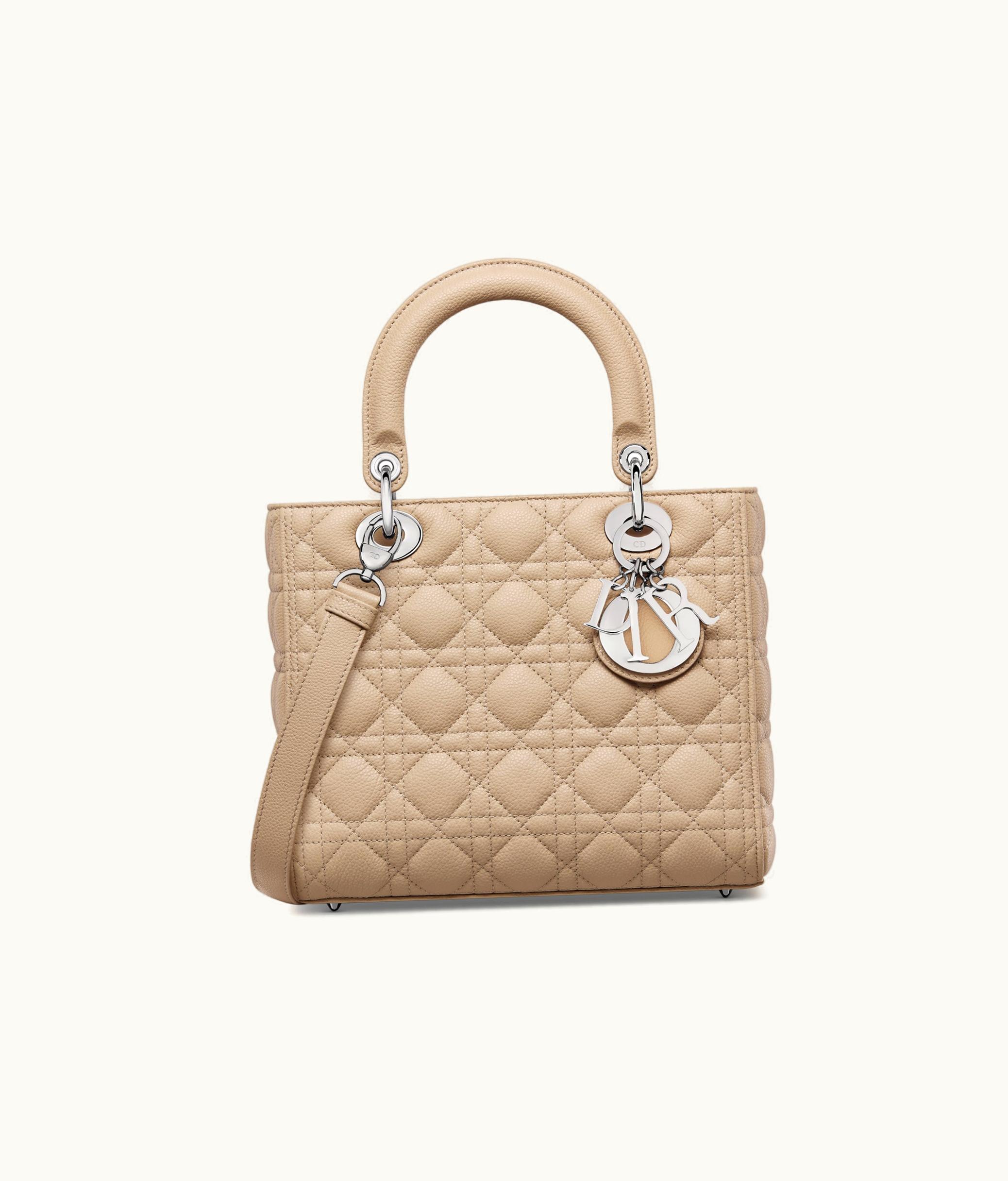 Dior Medium Lady Dior Bag - Sand-Colored Grained Cannage Calfskin