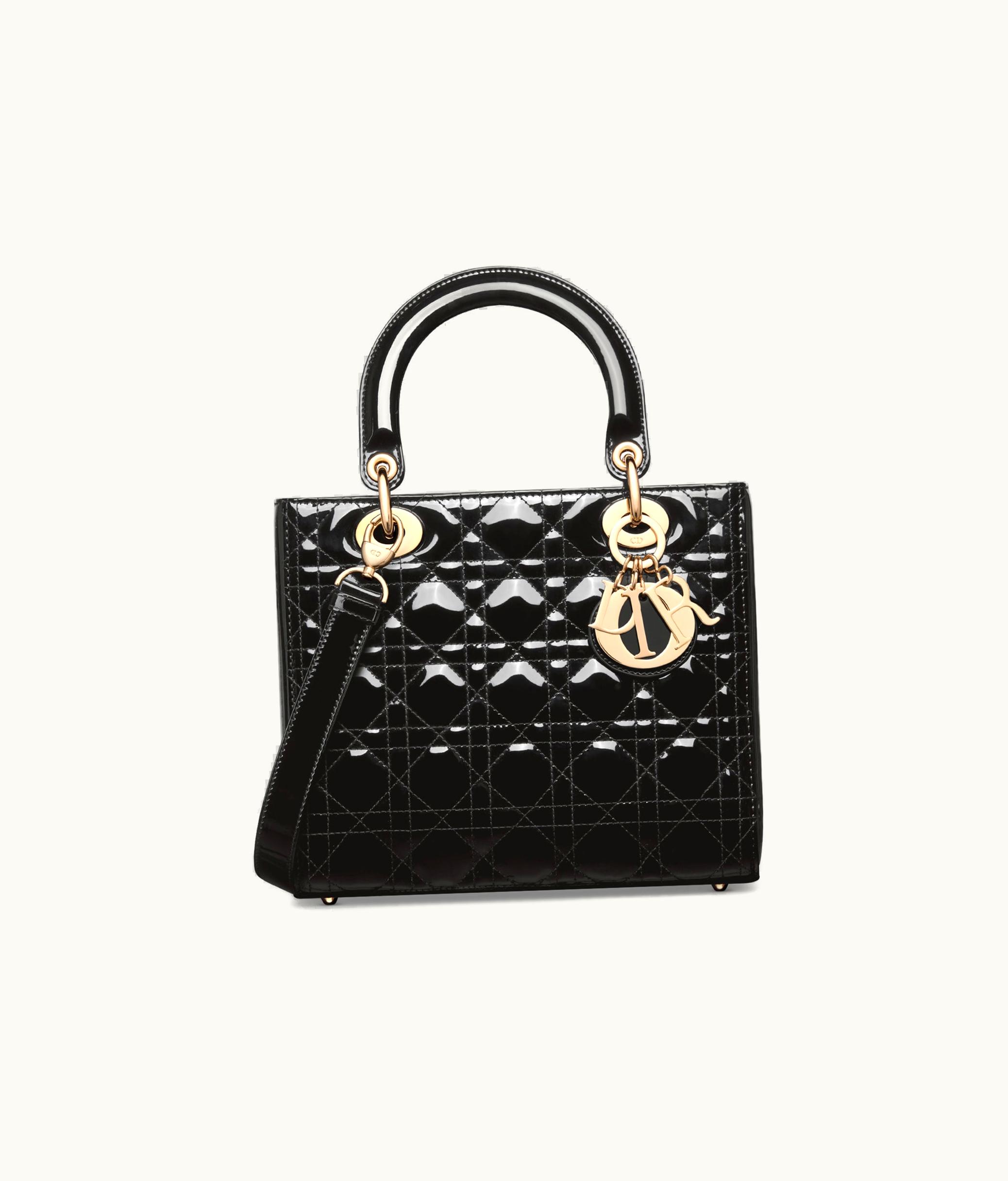 Dior Medium Lady Dior Bag - Black Patent Cannage Calfskin