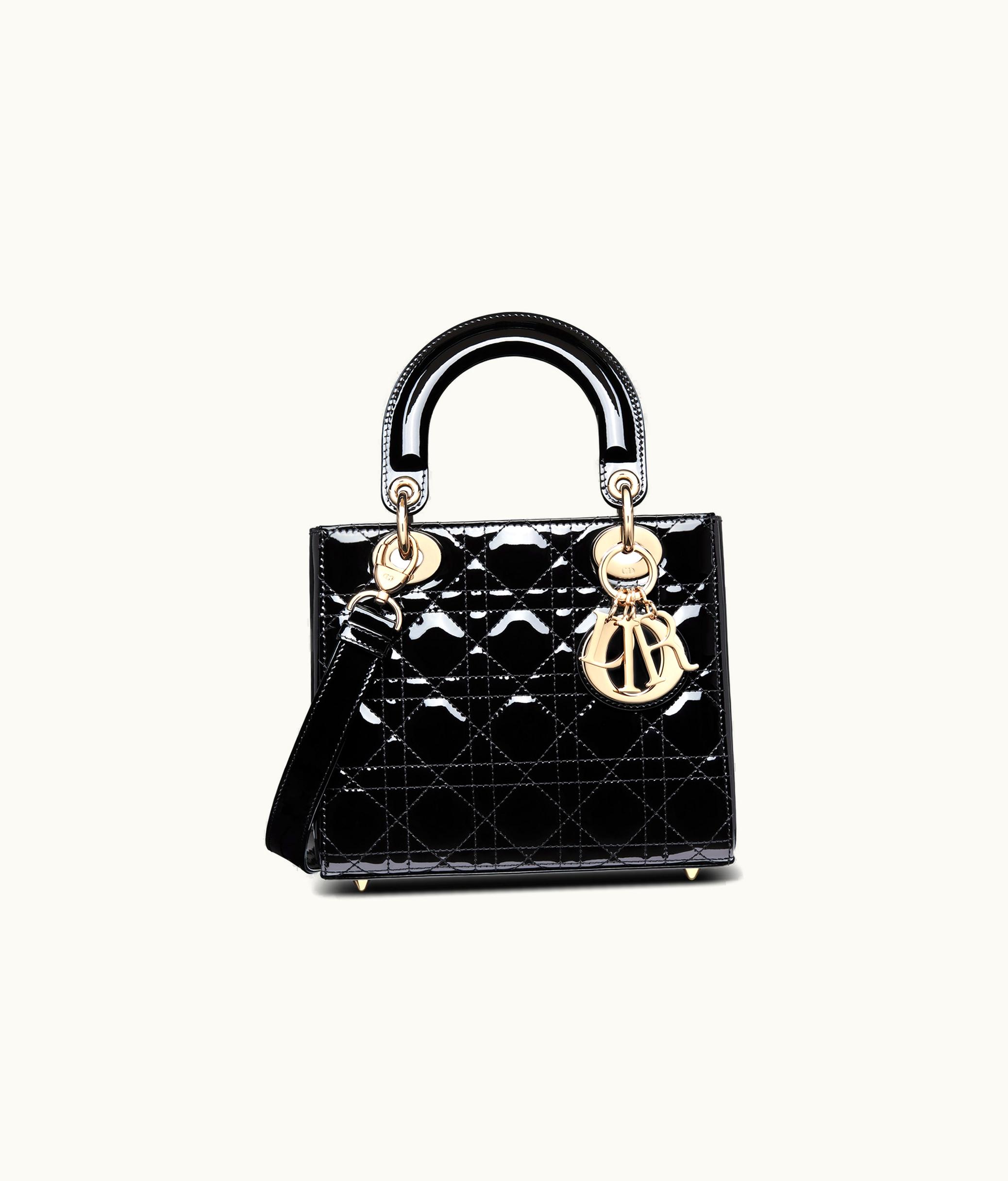 Dior Small Lady Dior Bag - Black Patent Cannage Calfskin