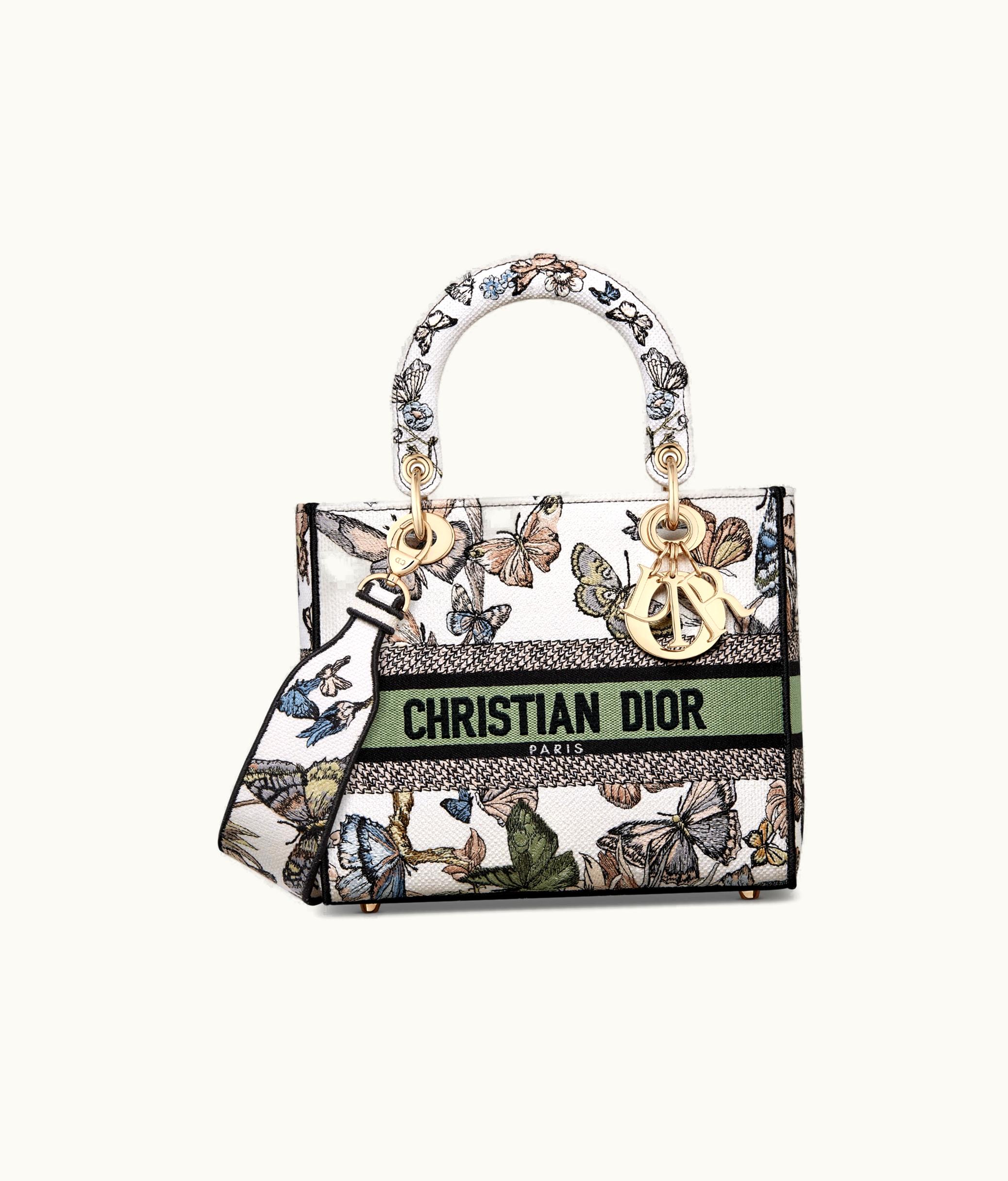 Dior Dior Medium Lady D-Lite Bag - White Multicolor Toile De Jouy Mexico Embroidery