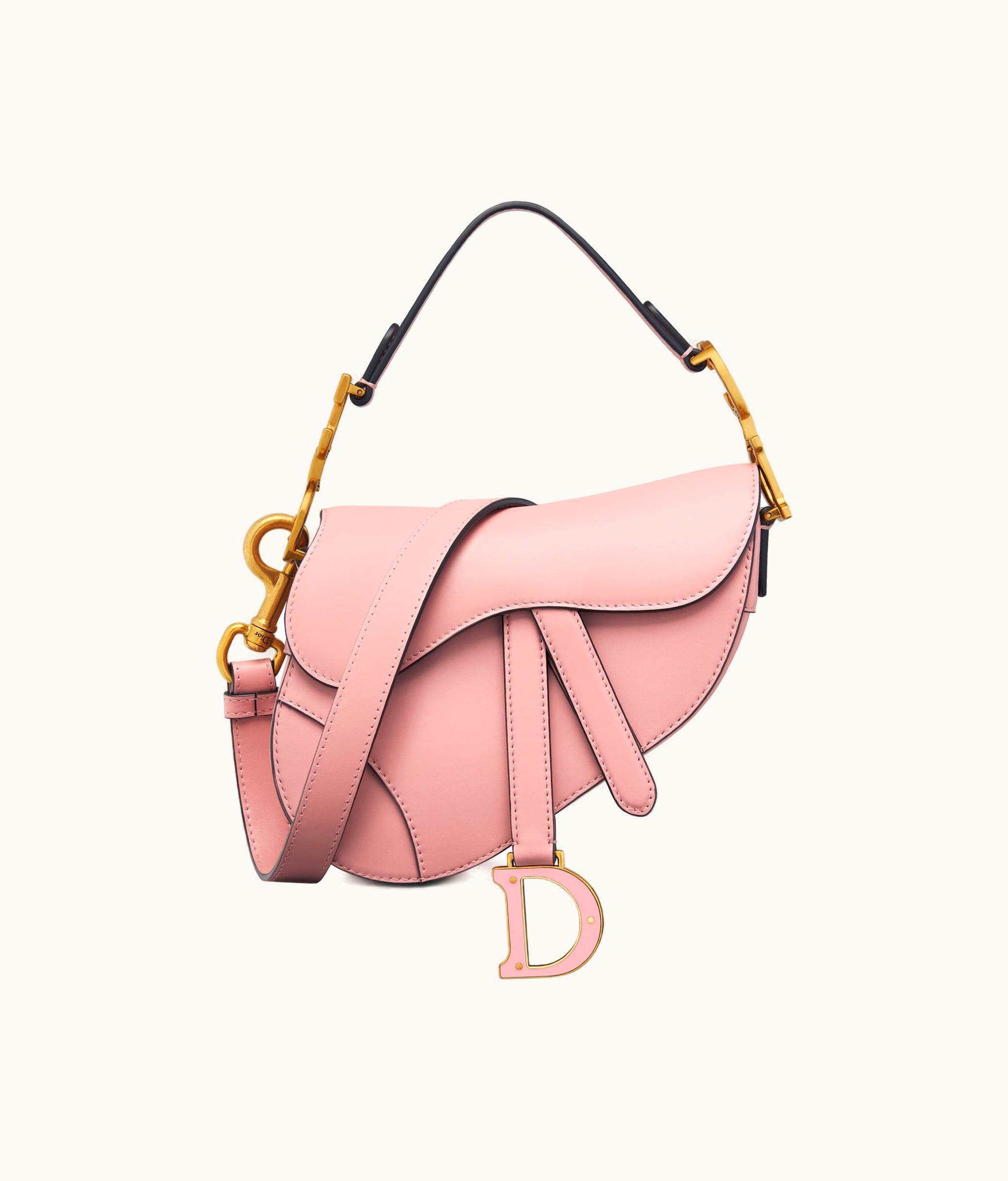 Dior Dior Mini Saddle Bag With Strap - Antique Pink Smooth Calfskin