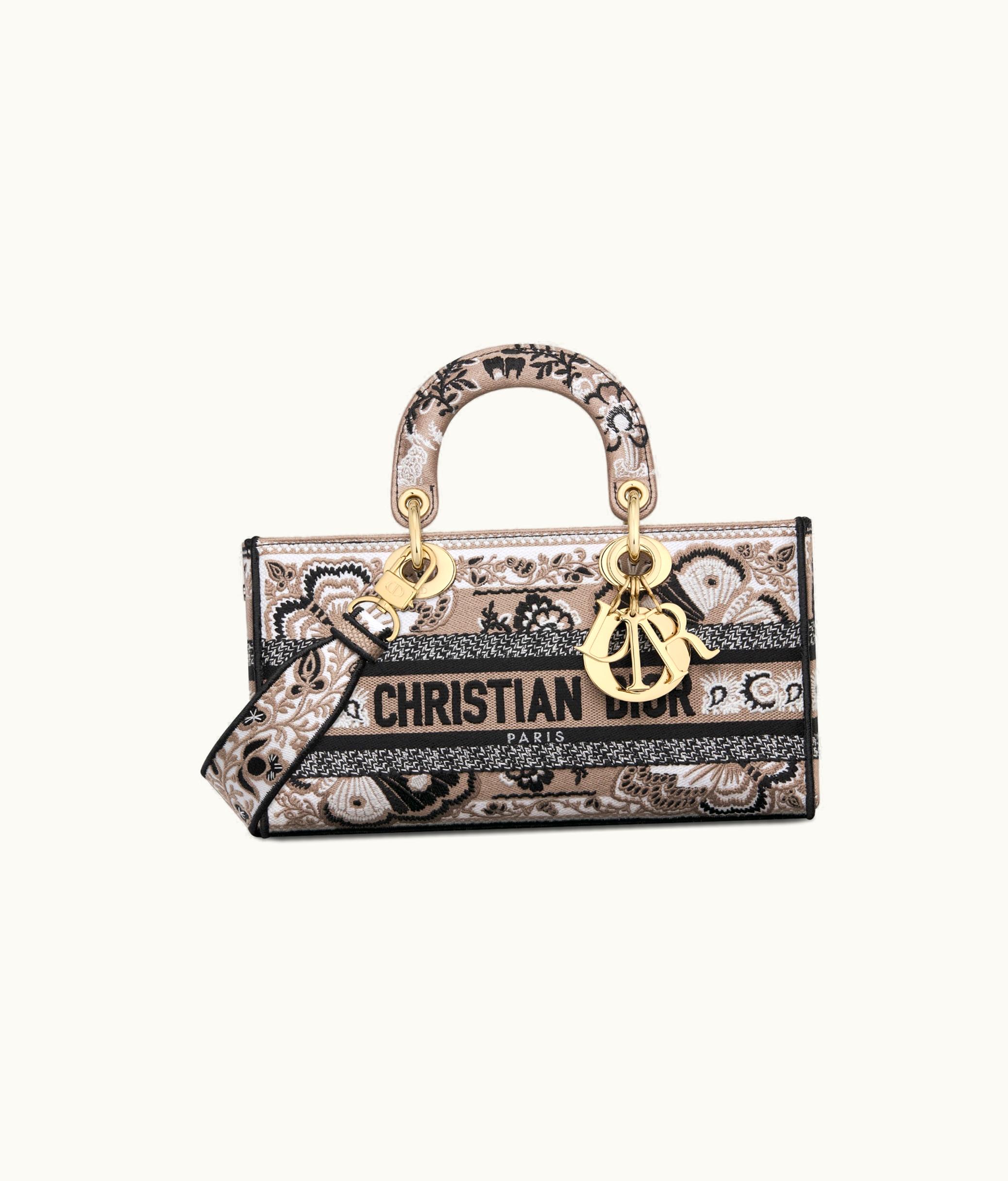 Dior Dior Medium Lady D-Joy Bag - Beige Multicolor Butterfly Bandana Embroidery