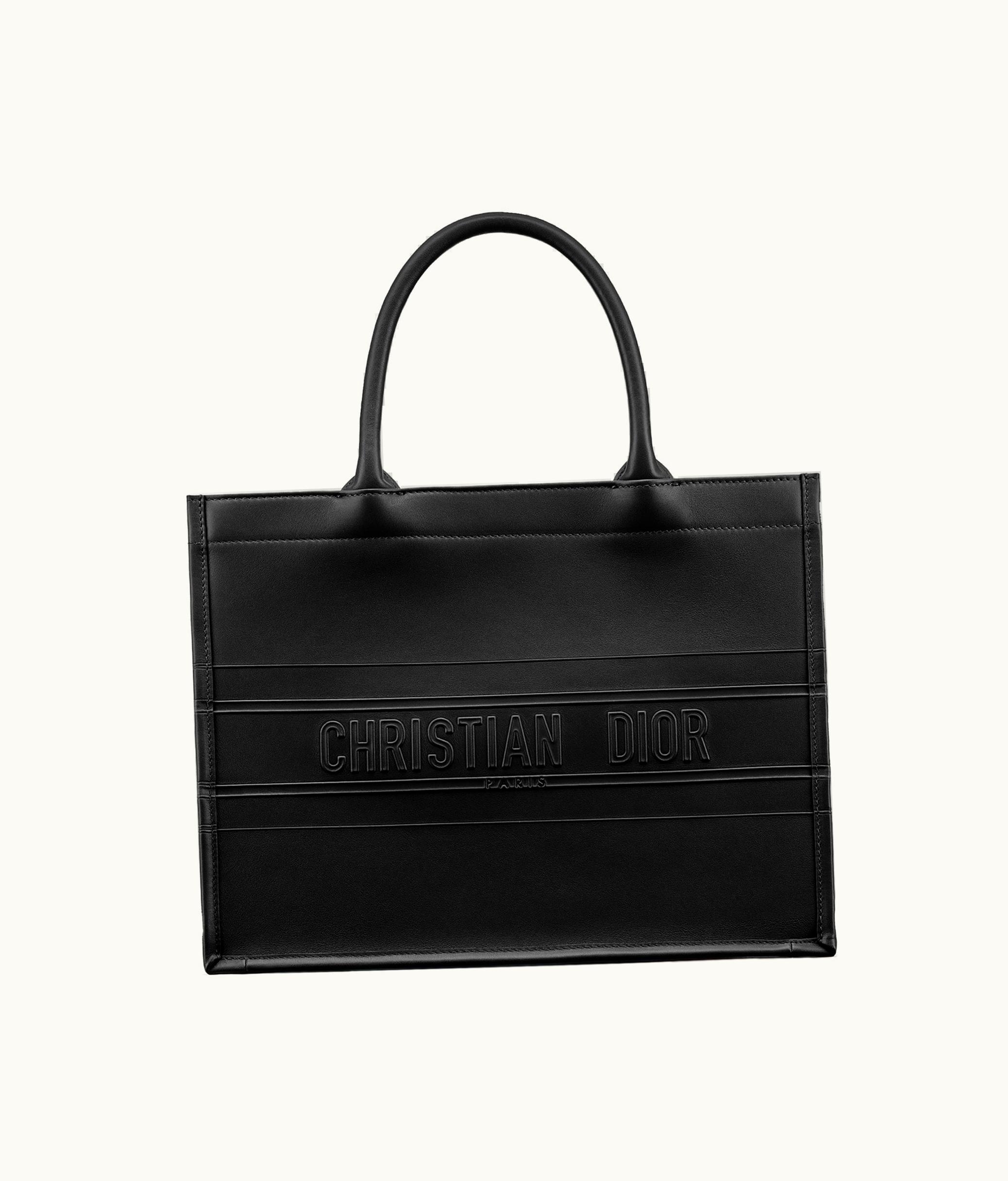Dior Medium Dior Book Tote - Black Calfskin (36 X 27.5 X 16.5 CM)
