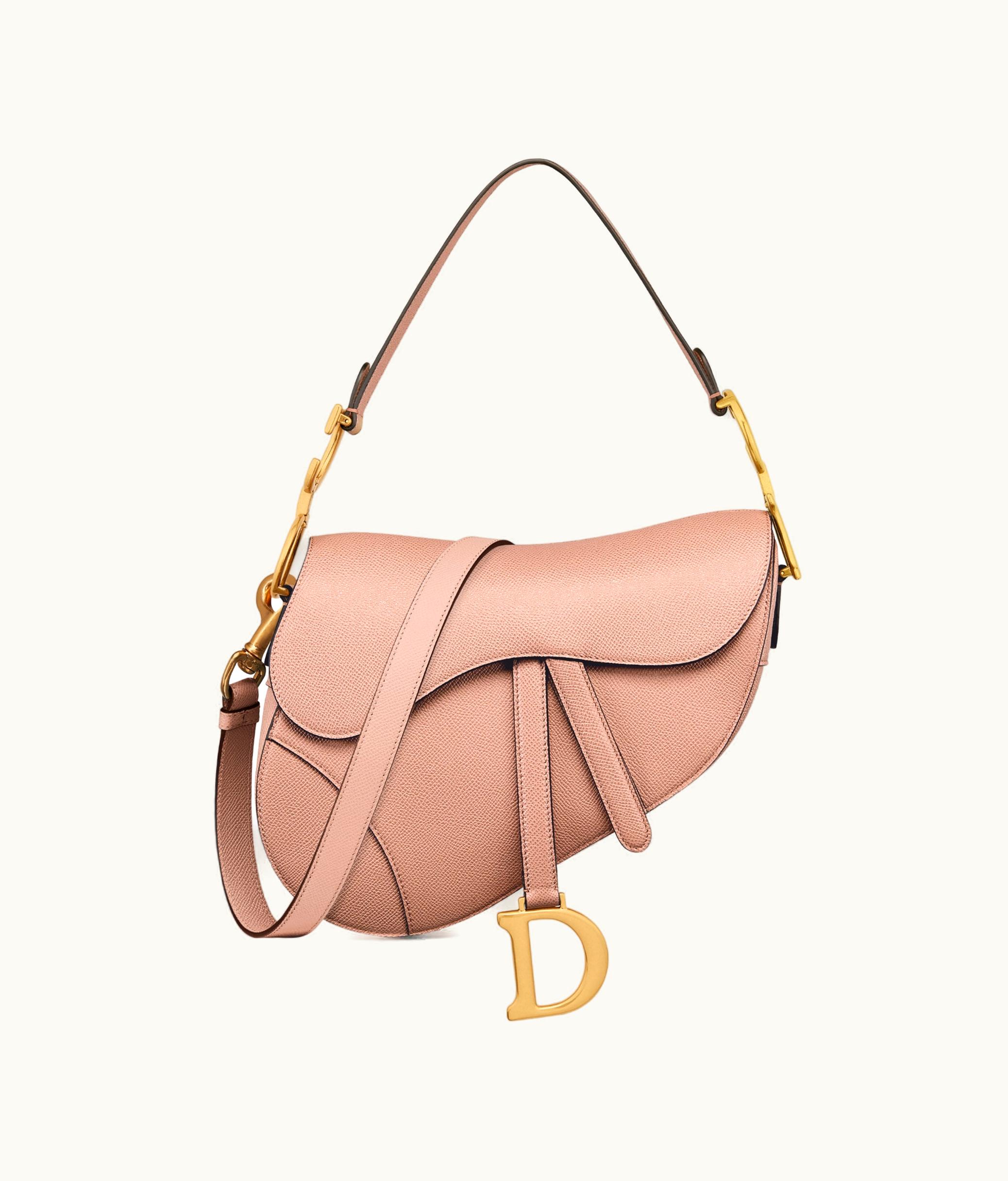 Dior Dior Saddle Bag With Strap - Blush Grained Calfskin