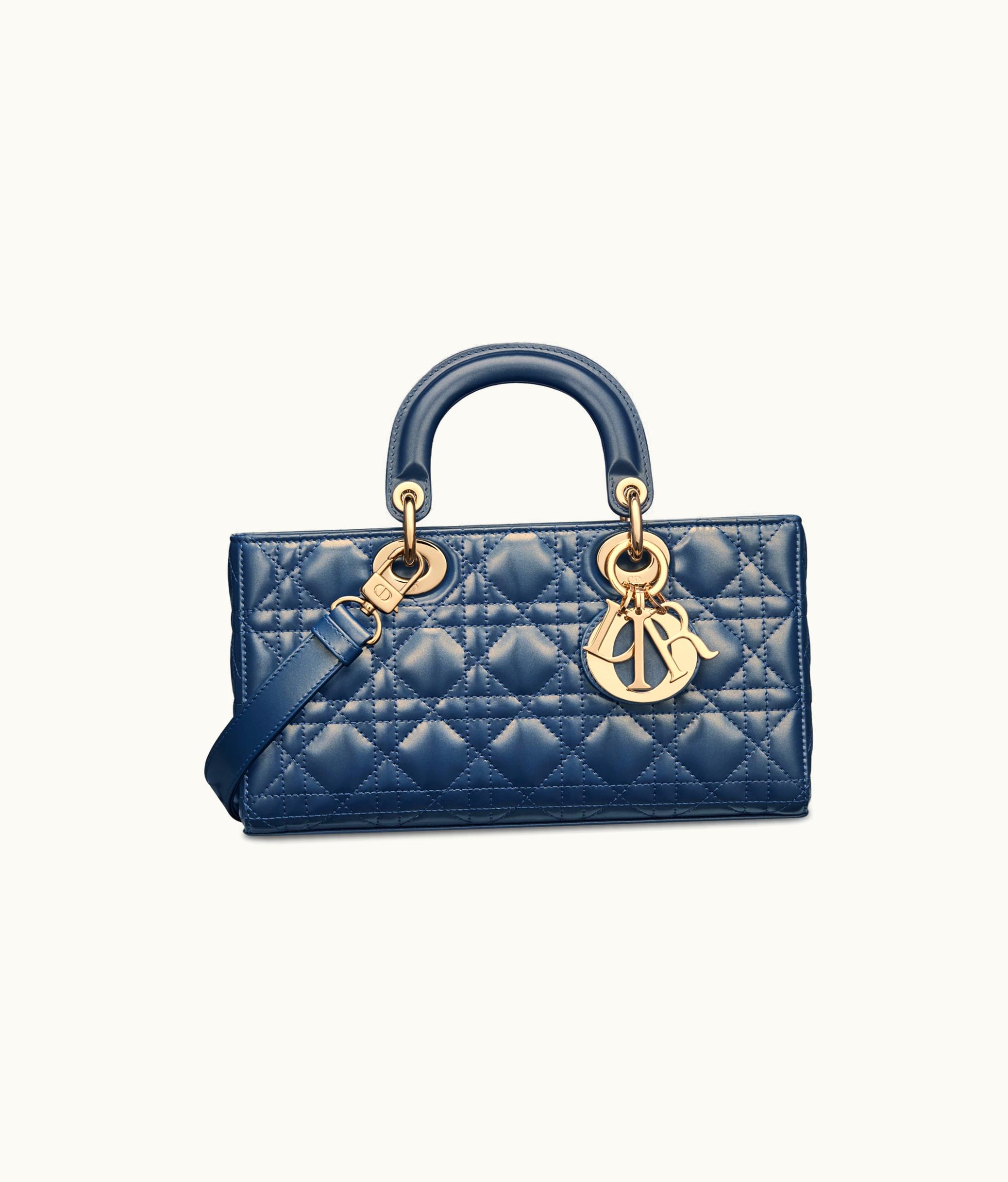 Dior Dior Medium Lady D-Joy Bag - Pastel Midnight Blue Glossy Iridescent Cannage Calfskin