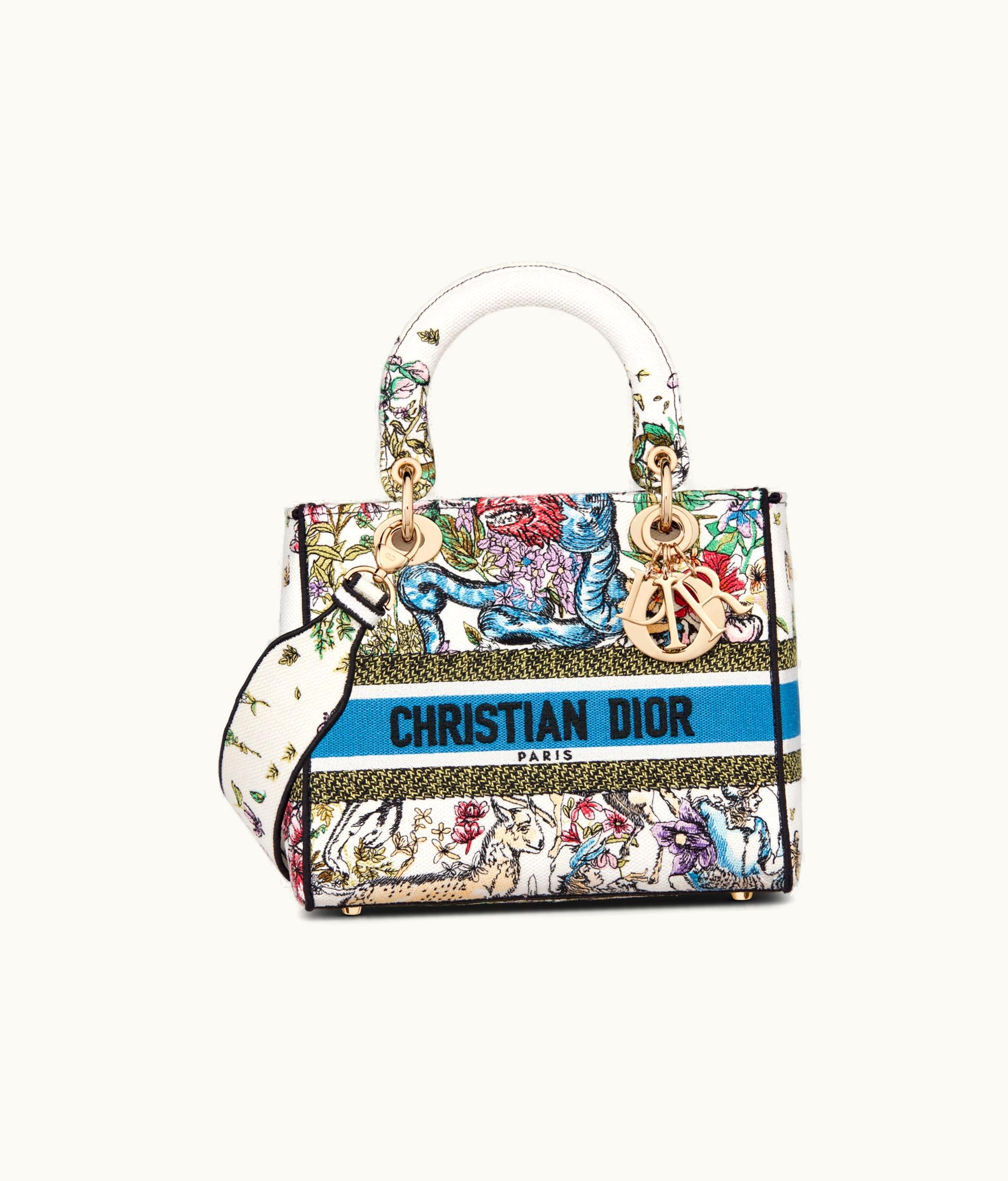 Dior Dior Medium Lady D-Lite Bag - Latte Multicolor D-Constellation Embroidery