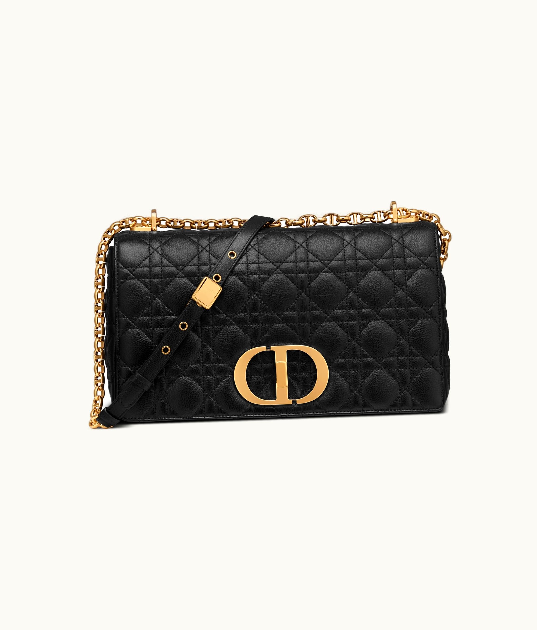 Dior Large Dior Caro Bag - Black Supple Cannage Calfskin