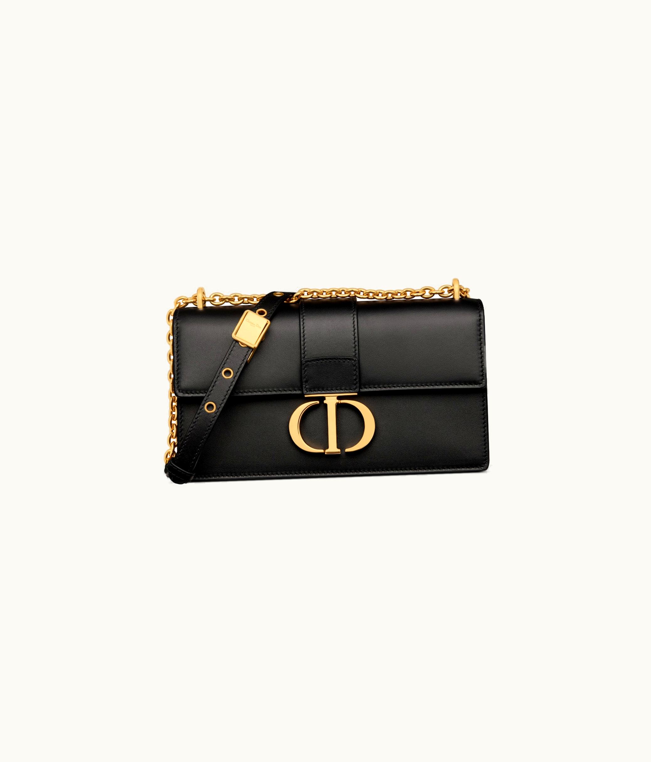 Dior Dior 30 Montaigne East-West Bag With Chain - Black Calfskin