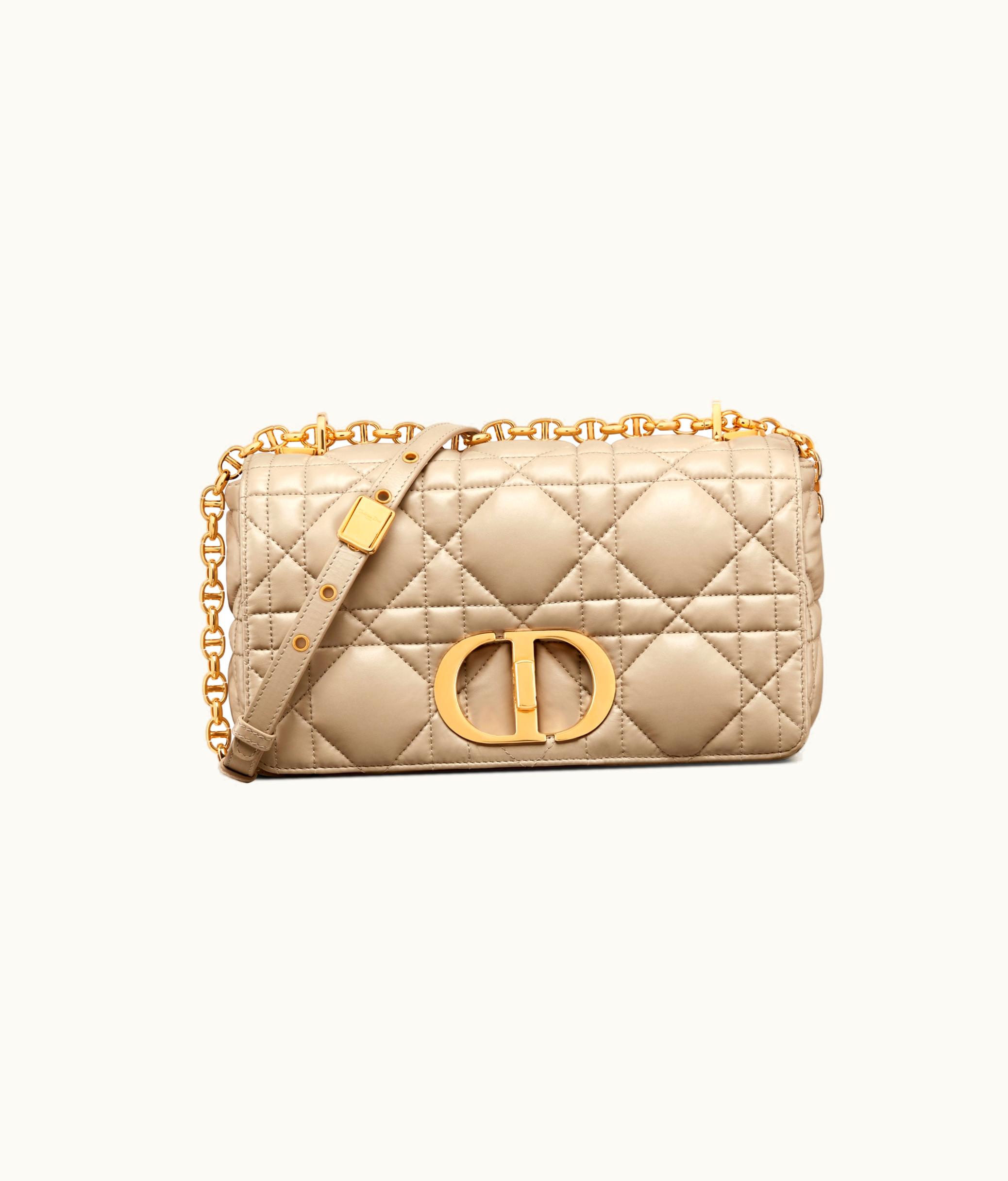 Dior Medium Dior Caro Bag - Sand-Colored Quilted Macrocannage Calfskin