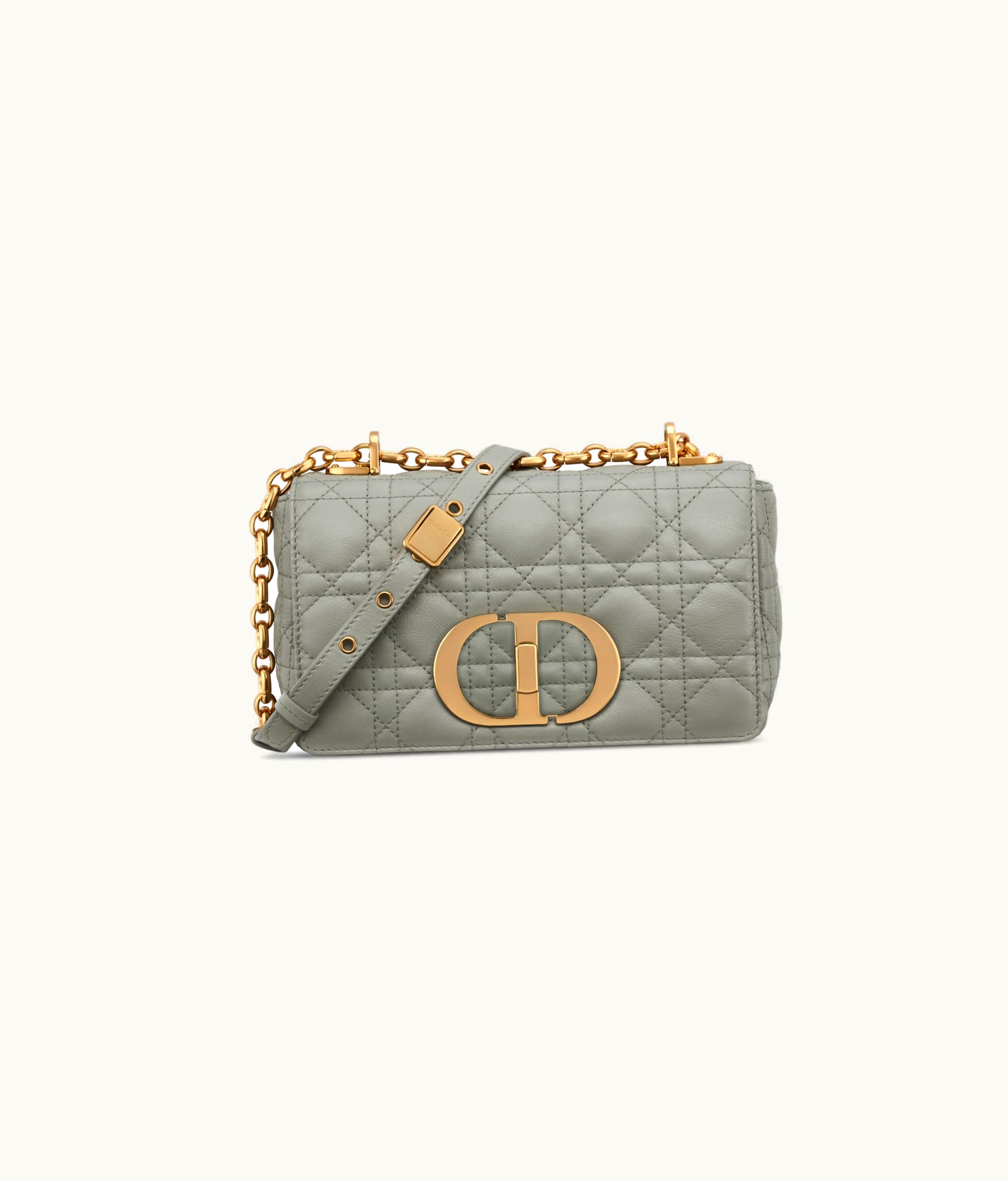 Dior Small Dior Caro Bag - Stone Gray Supple Cannage Calfskin