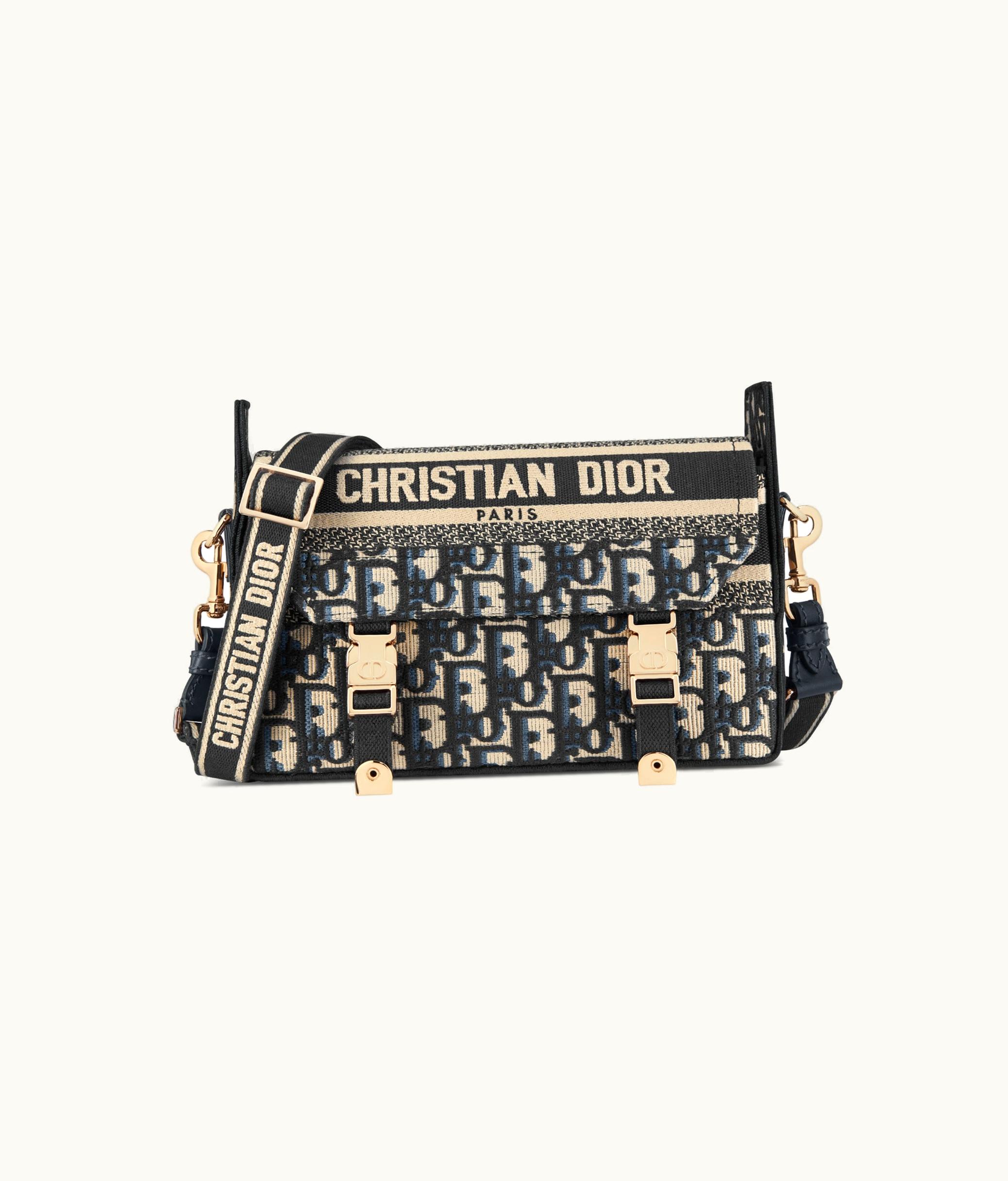 Dior Small Diorcamp Bag - Blue Dior Oblique Embroidery