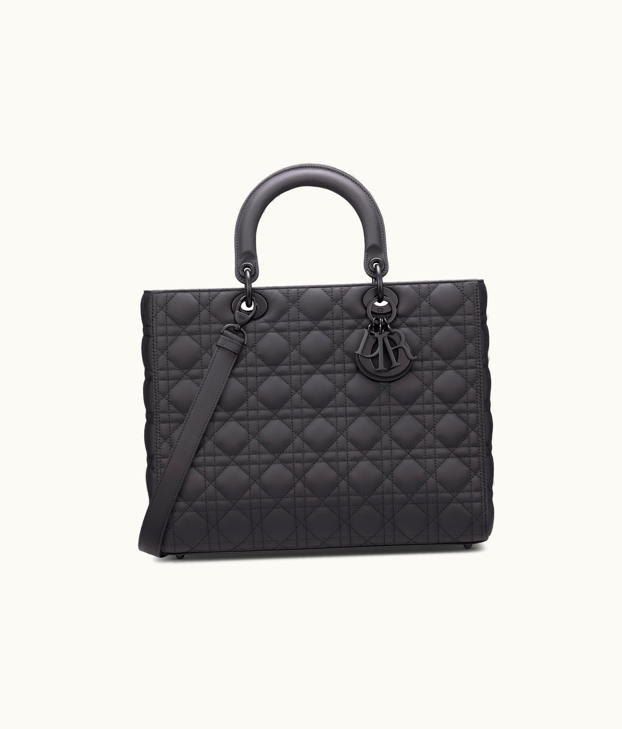 Dior Large Lady Dior Bag - Black Ultramatte Cannage Calfskin