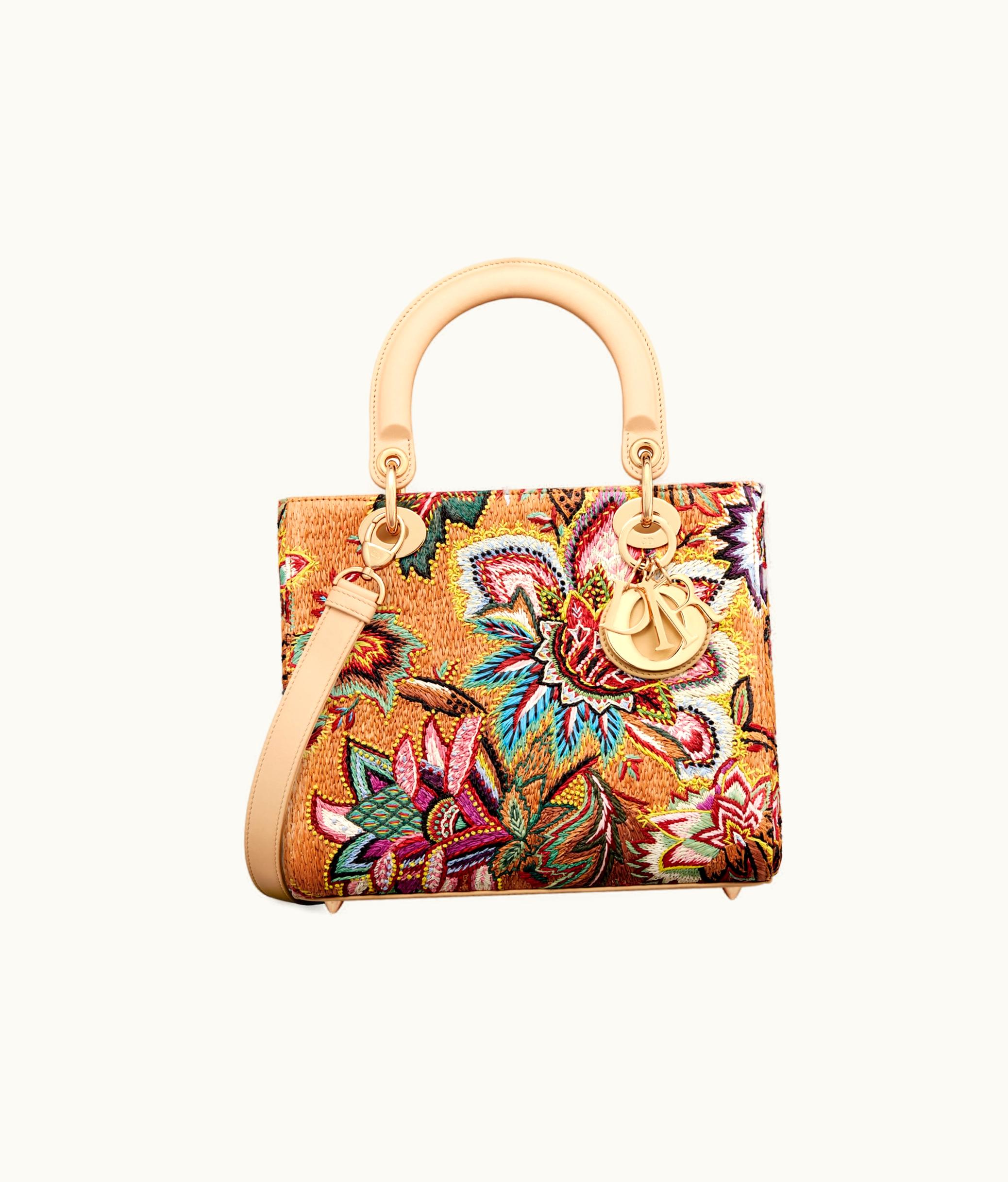 Dior Medium Lady Dior Bag - Natural Raffia With Multicolor Albero Della Vita Embroidery