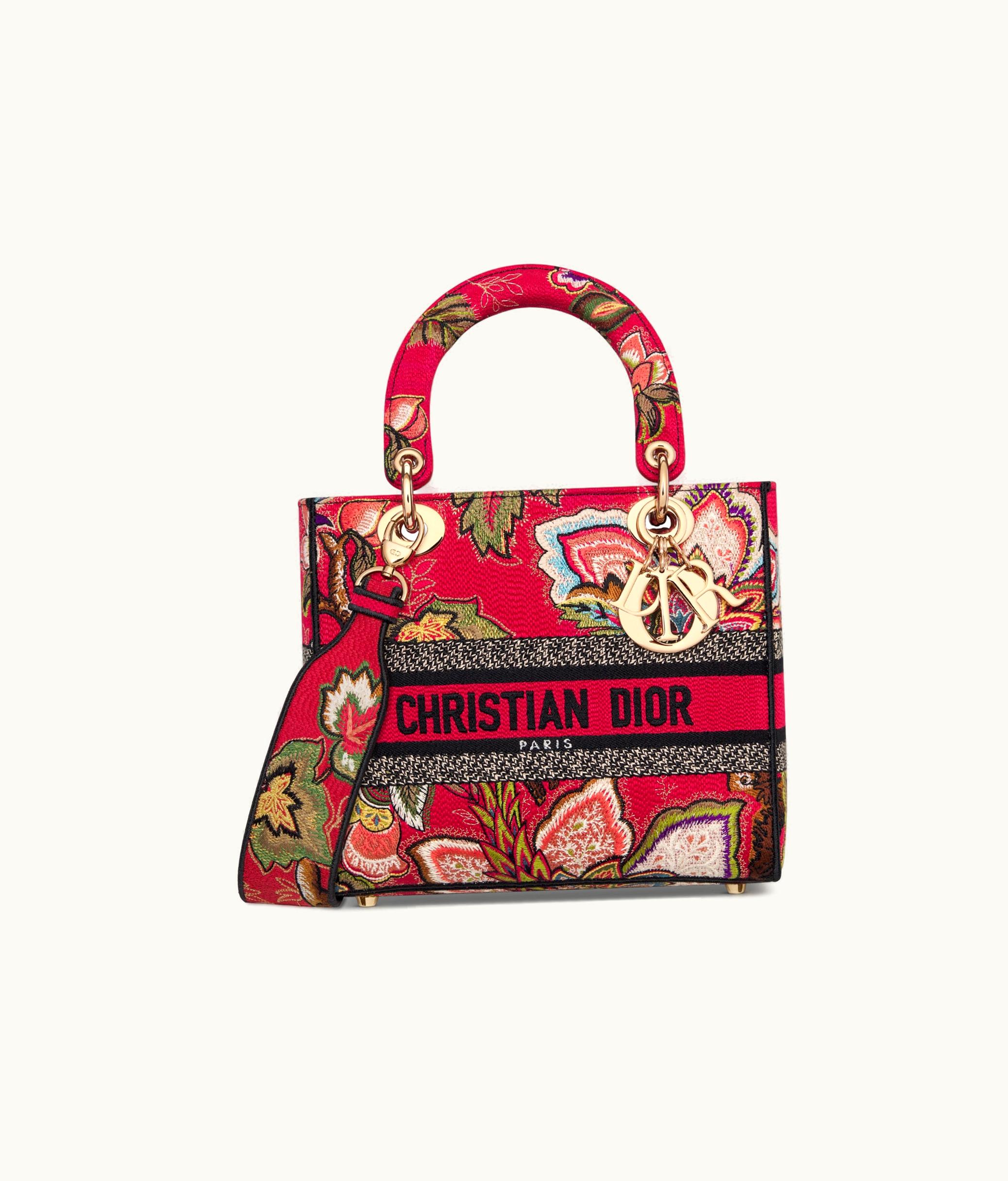 Dior Dior Medium Lady D-Lite Bag - Red Multicolor Albero Della Vita Embroidery