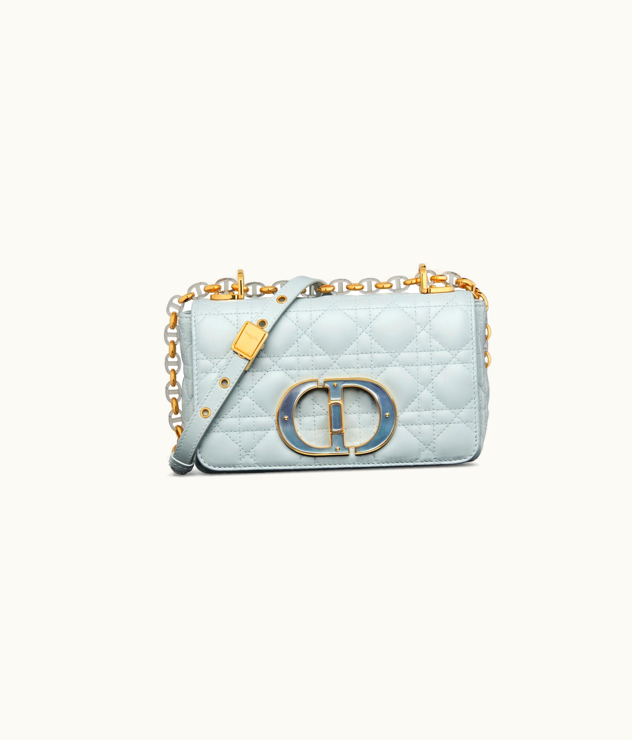 Dior Small Dior Caro Bag - Placid Blue Cannage Calfskin
