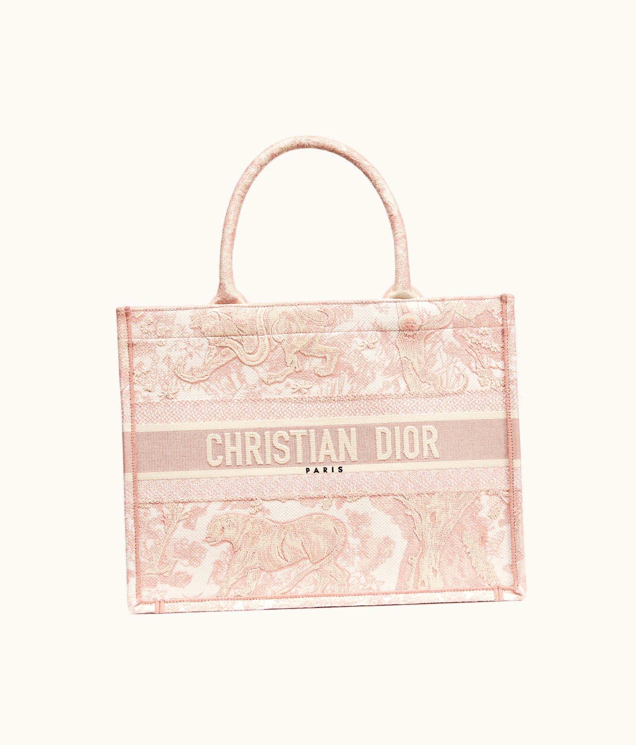 Dior Medium Dior Book Tote - Ecru And Pink Toile De Jouy Embroidery (36 X 27.5 X 16.5 CM)