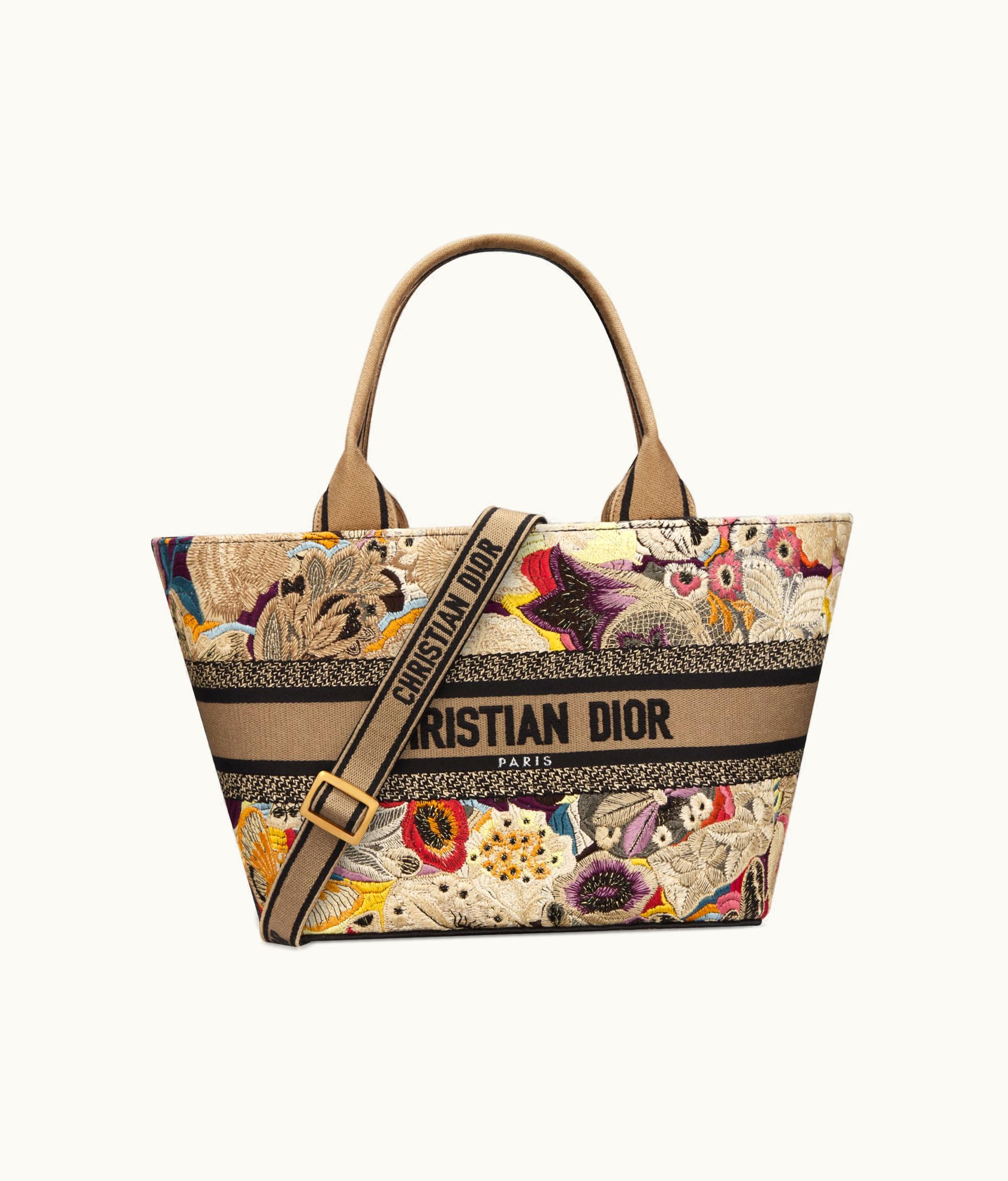 Dior Dior Hat Basket Bag - Beige Multicolor Brocart Butterfly Embroidery