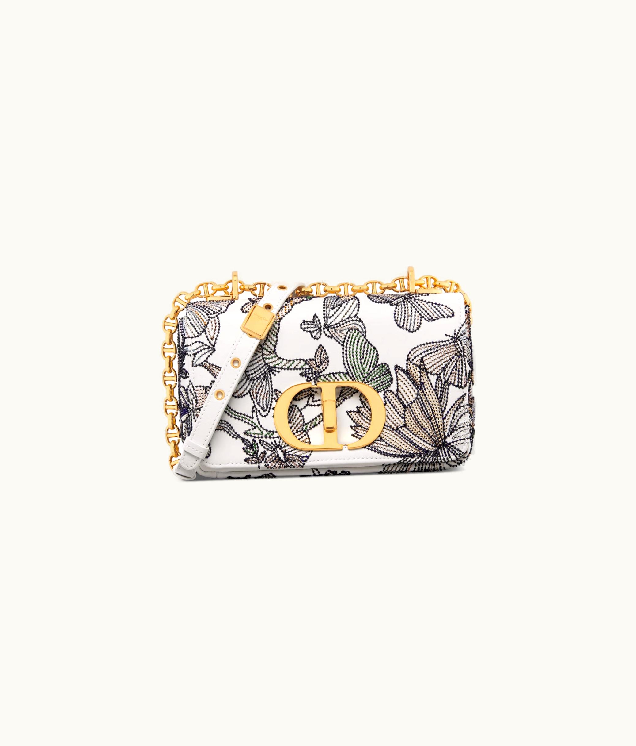 Dior Small Dior Caro Bag - White Multicolor Calfskin With Microbead-Embroidered Toile De Jouy Mexico Motif