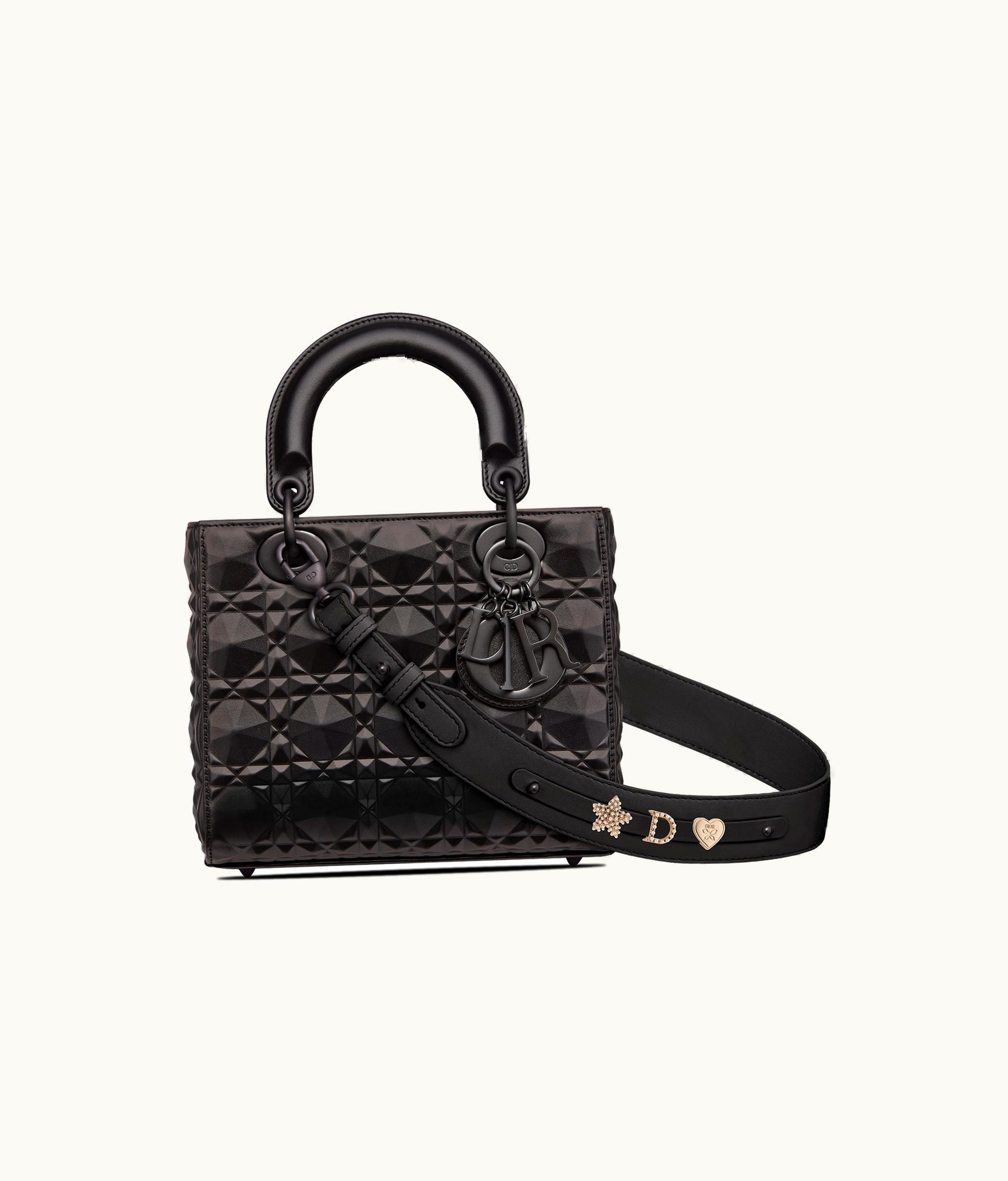 Dior Small Lady Dior My ABCDior Bag - Black Cannage Calfskin With Diamond Motif