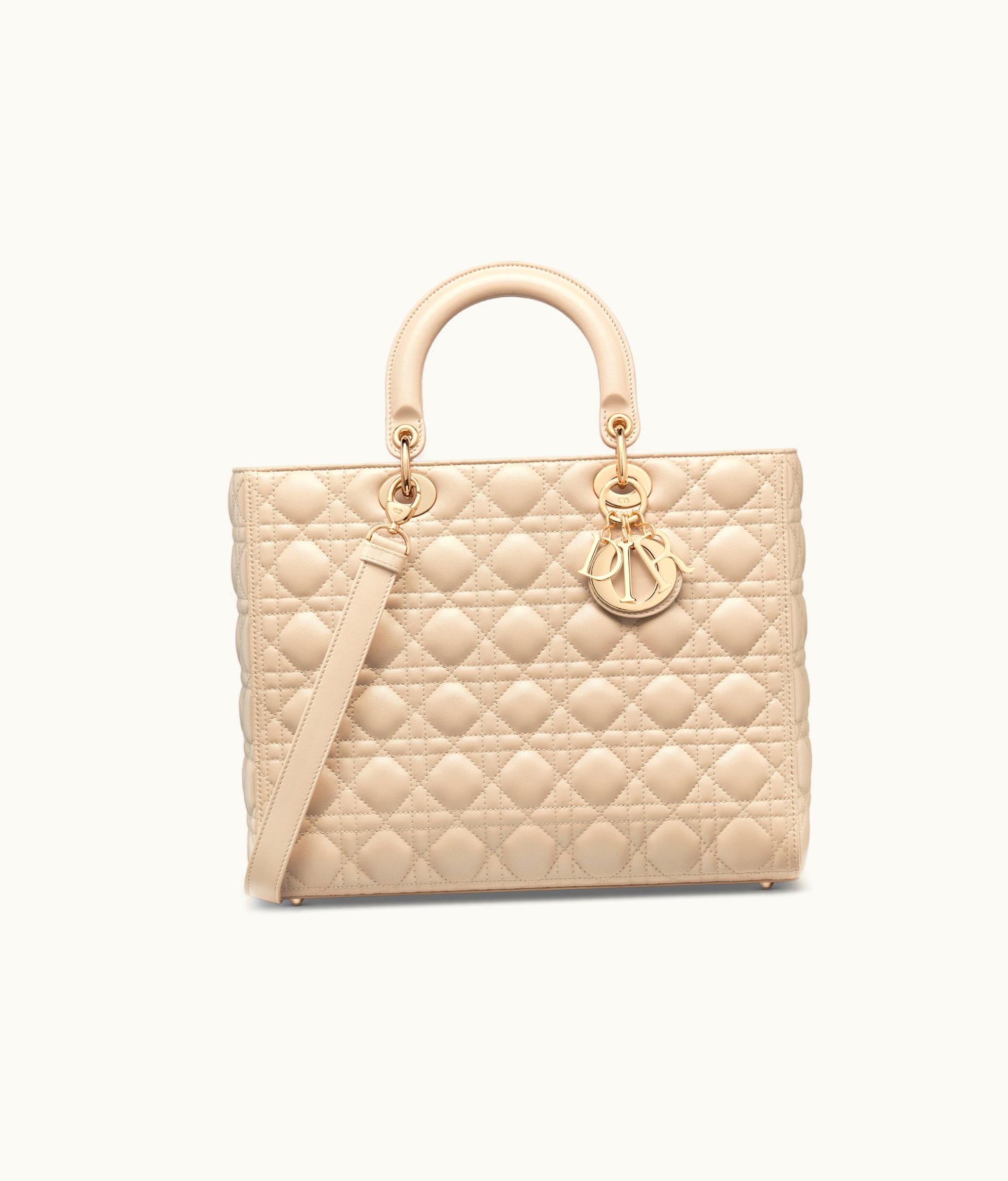 Dior Large Lady Dior Bag - Powder Beige Cannage Lambskin