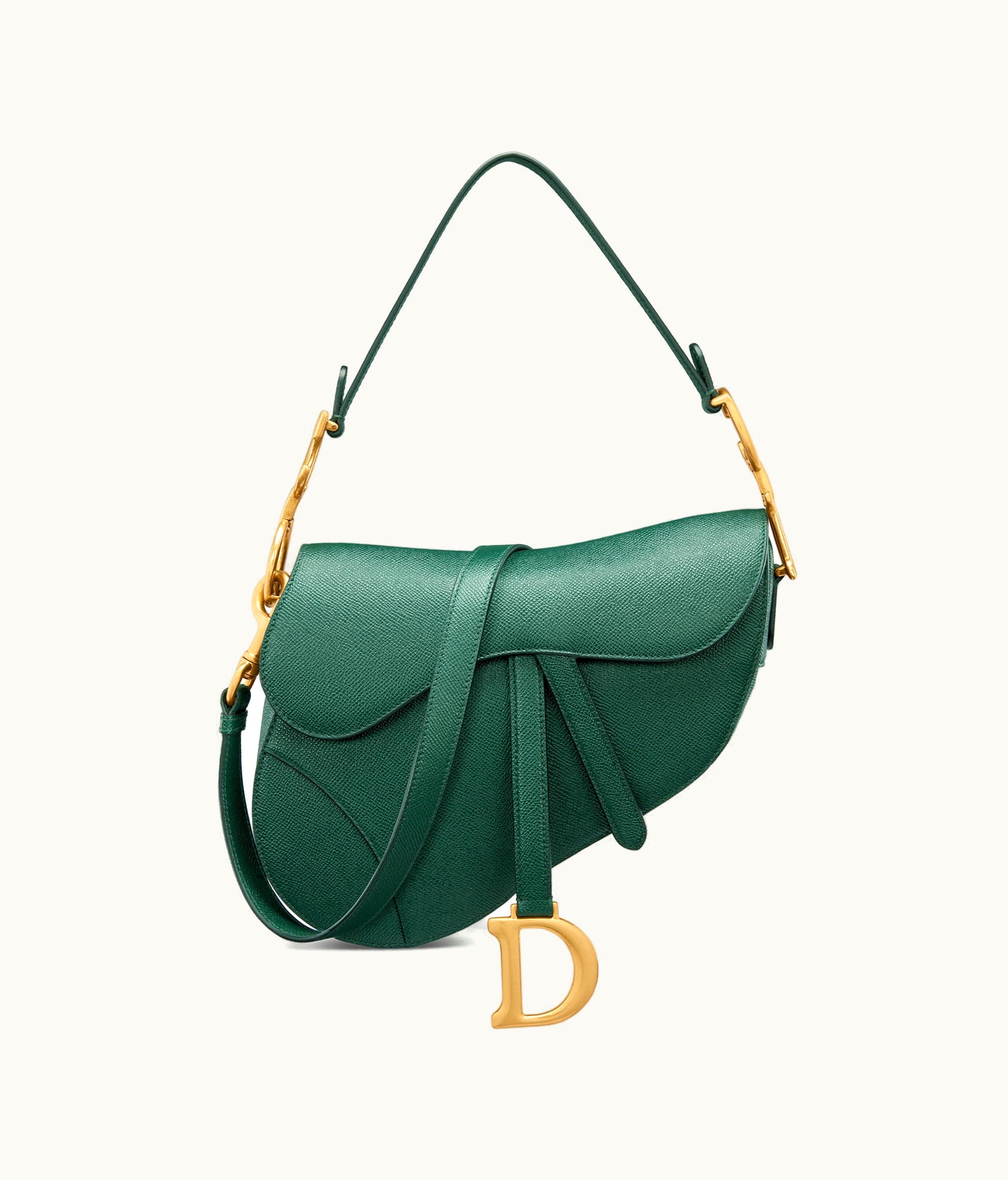 Dior Dior Saddle Bag With Strap - Pine Green Grained Calfskin