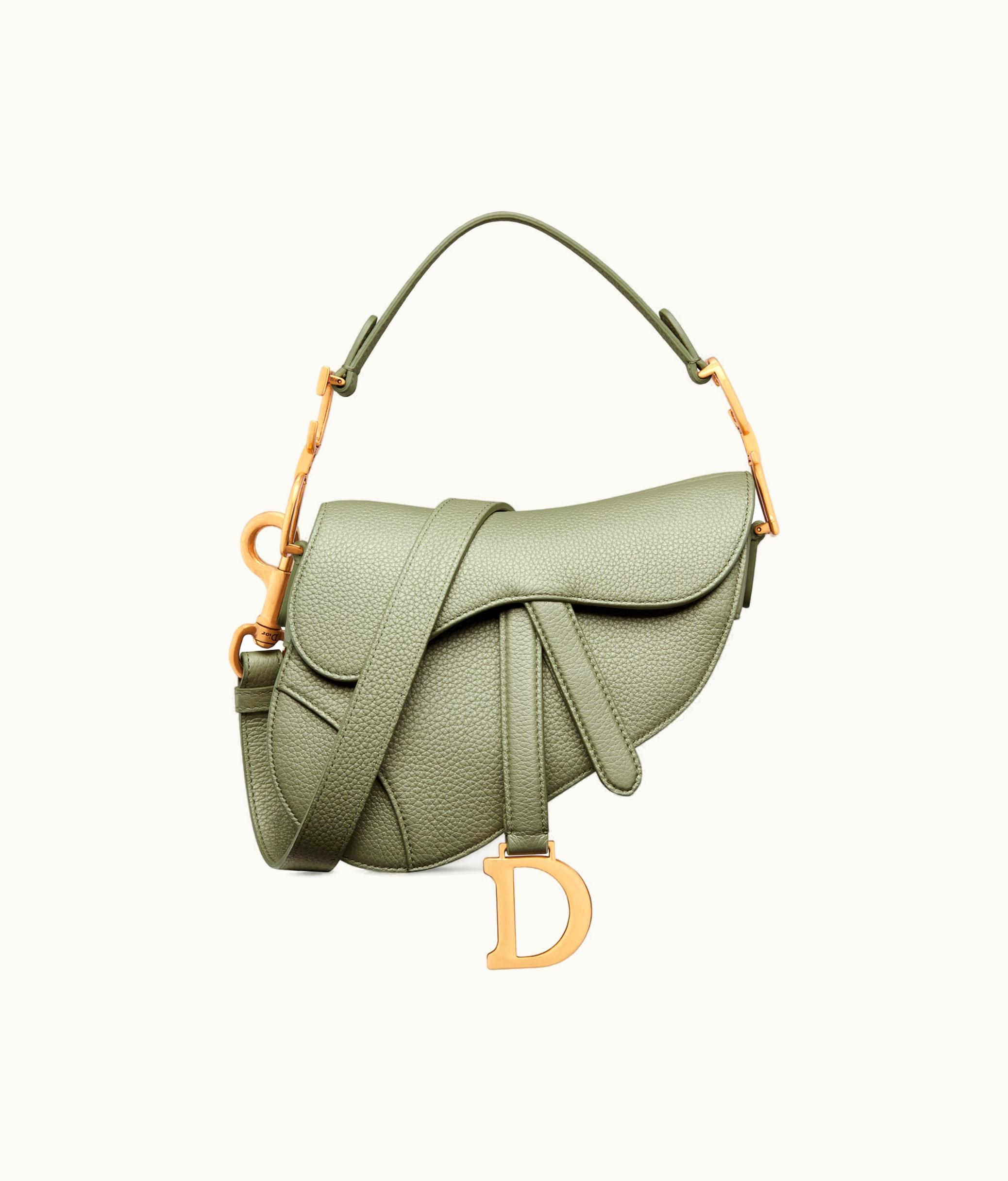 Dior Dior Mini Saddle Bag With Strap - Pastel Peyote Green Pearlescent Deerskin