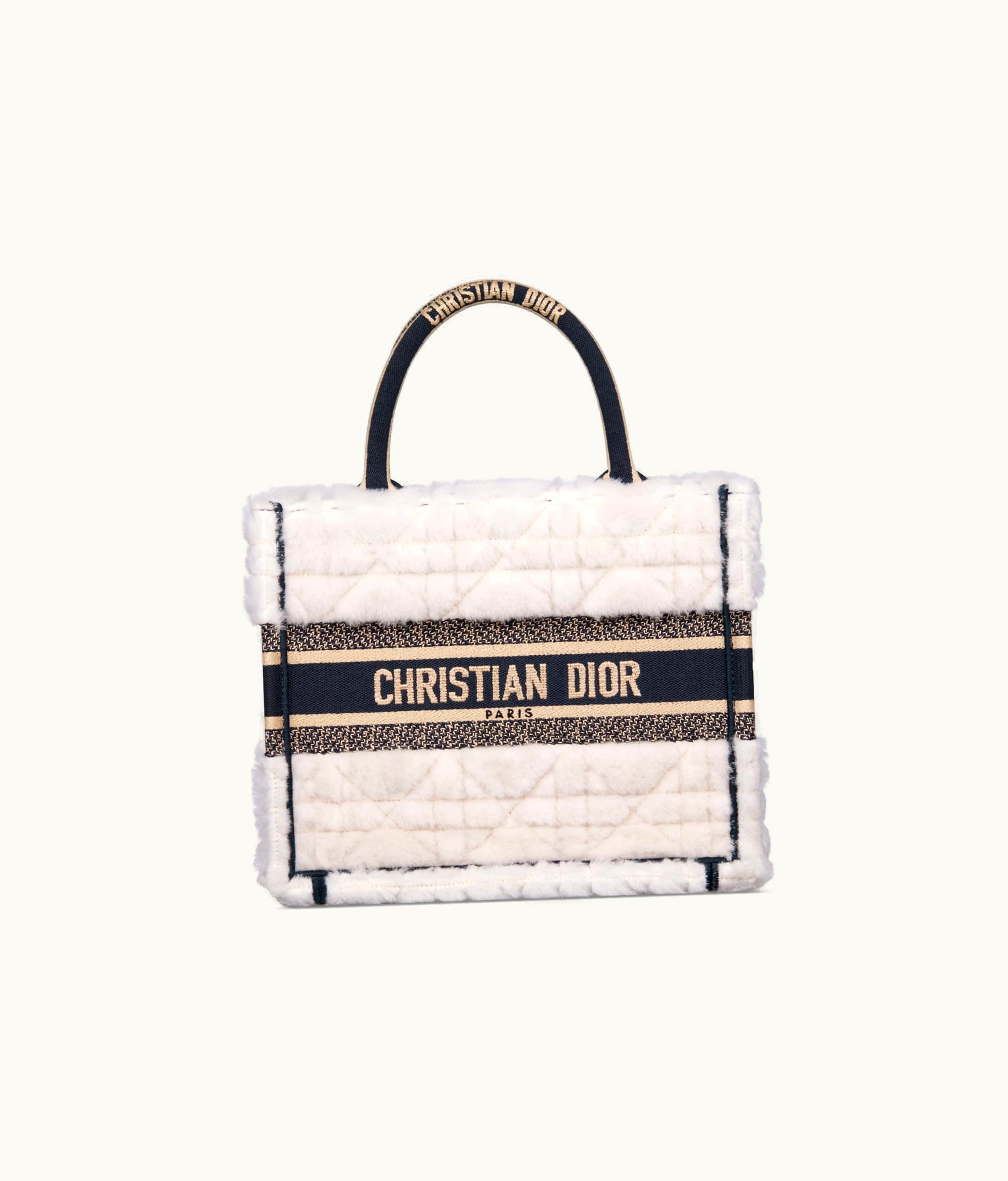 Dior Small Dior Book Tote - Latte Cannage Shearling (26.5 X 21 X 14 CM)