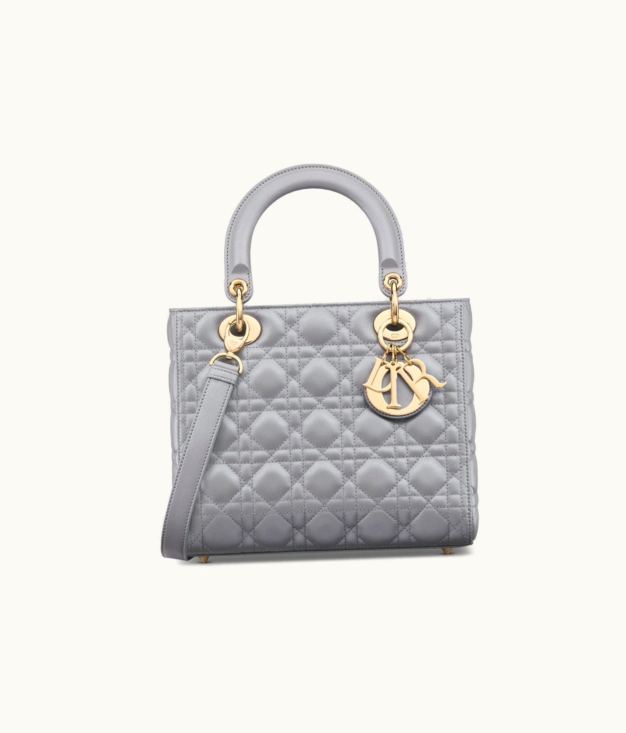 Dior Medium Lady Dior Bag - Opaline Gray Pearlescent Cannage Lambskin