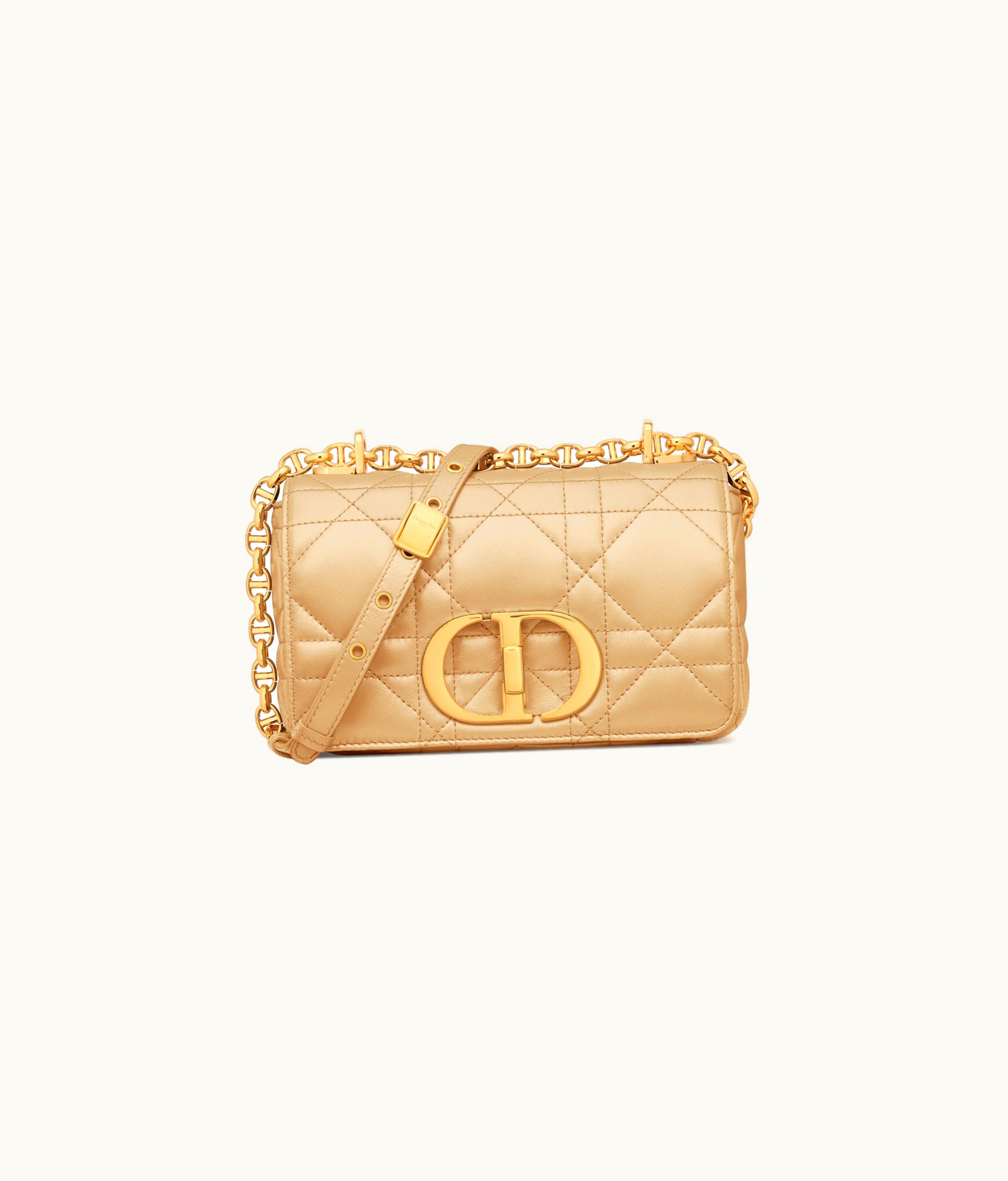 Dior Small Dior Caro Bag - Pastel Yellow Pearlescent Macrocannage Lambskin
