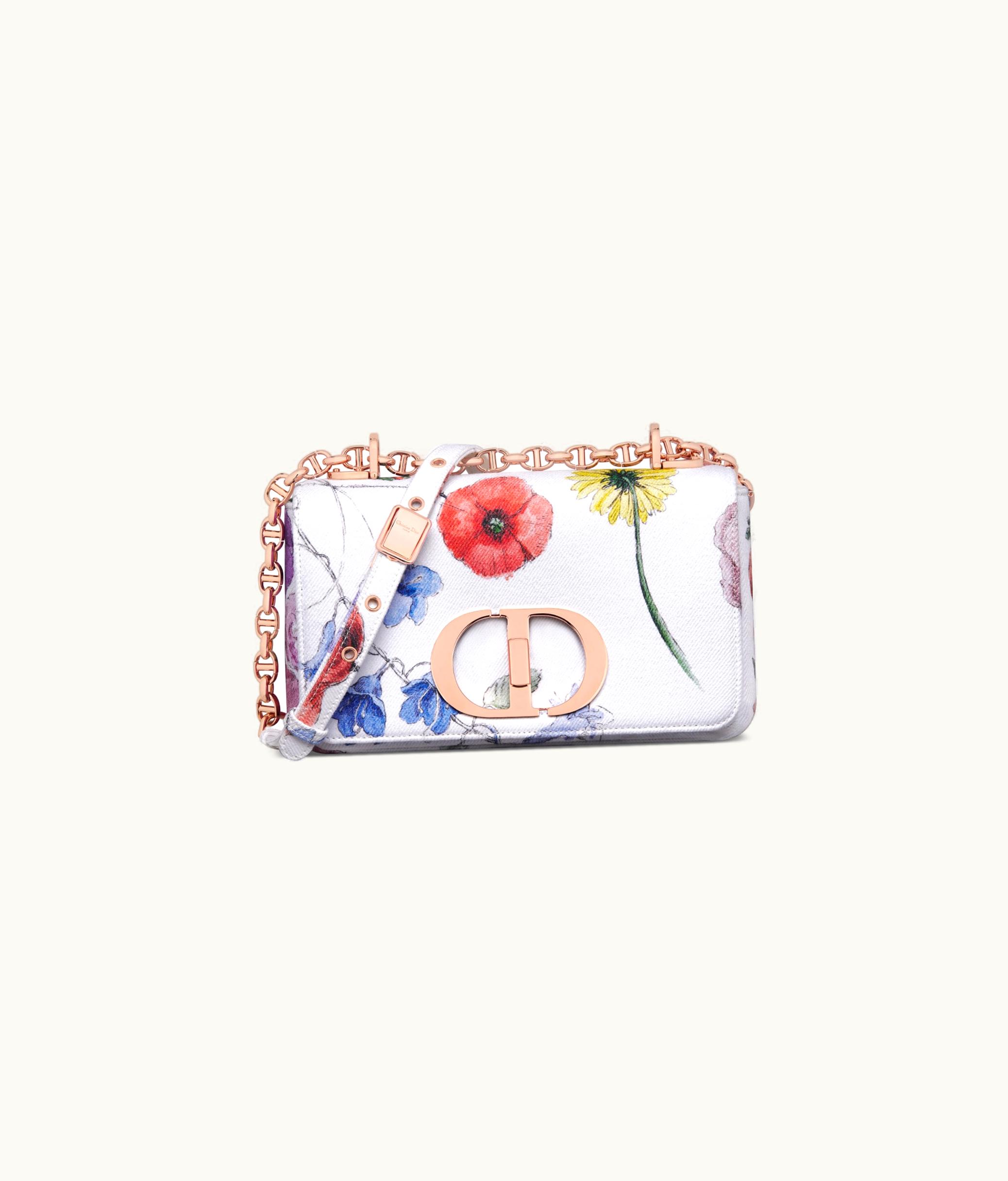 Dior Small Dior Caro Bag - White Denim With Multicolor Florilegio Print