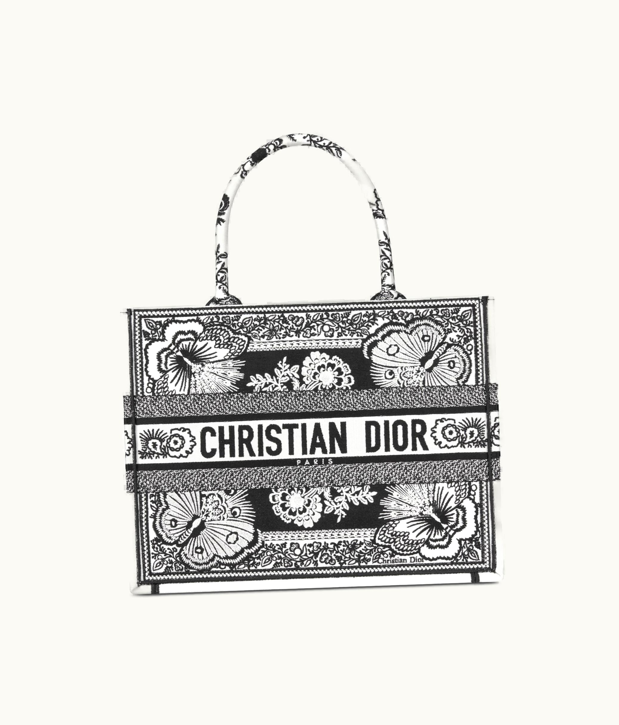 Dior Medium Dior Book Tote - Black And White Butterfly Bandana Embroidery (36 X 27.5 X 16.5 CM)