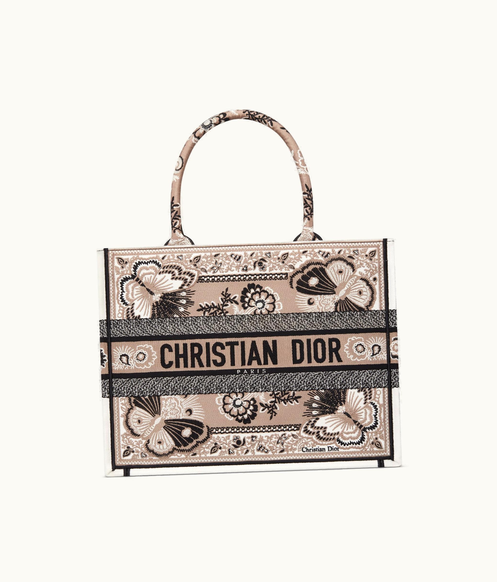 Dior Medium Dior Book Tote - Beige Multicolor Butterfly Bandana Embroidery (36 X 27.5 X 16.5 CM)