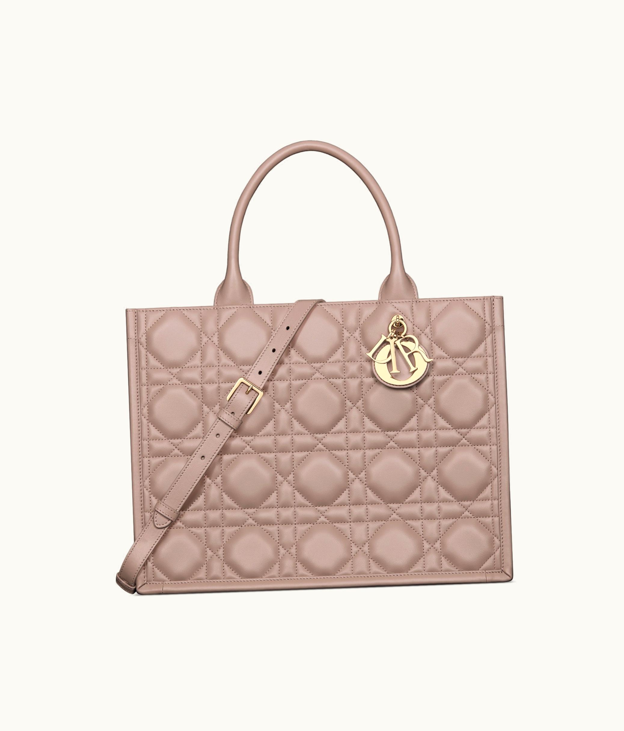 Dior Medium Dior Book Tote - Warm Taupe Macrocannage Calfskin (36.5 X 28 X 17.5 CM)