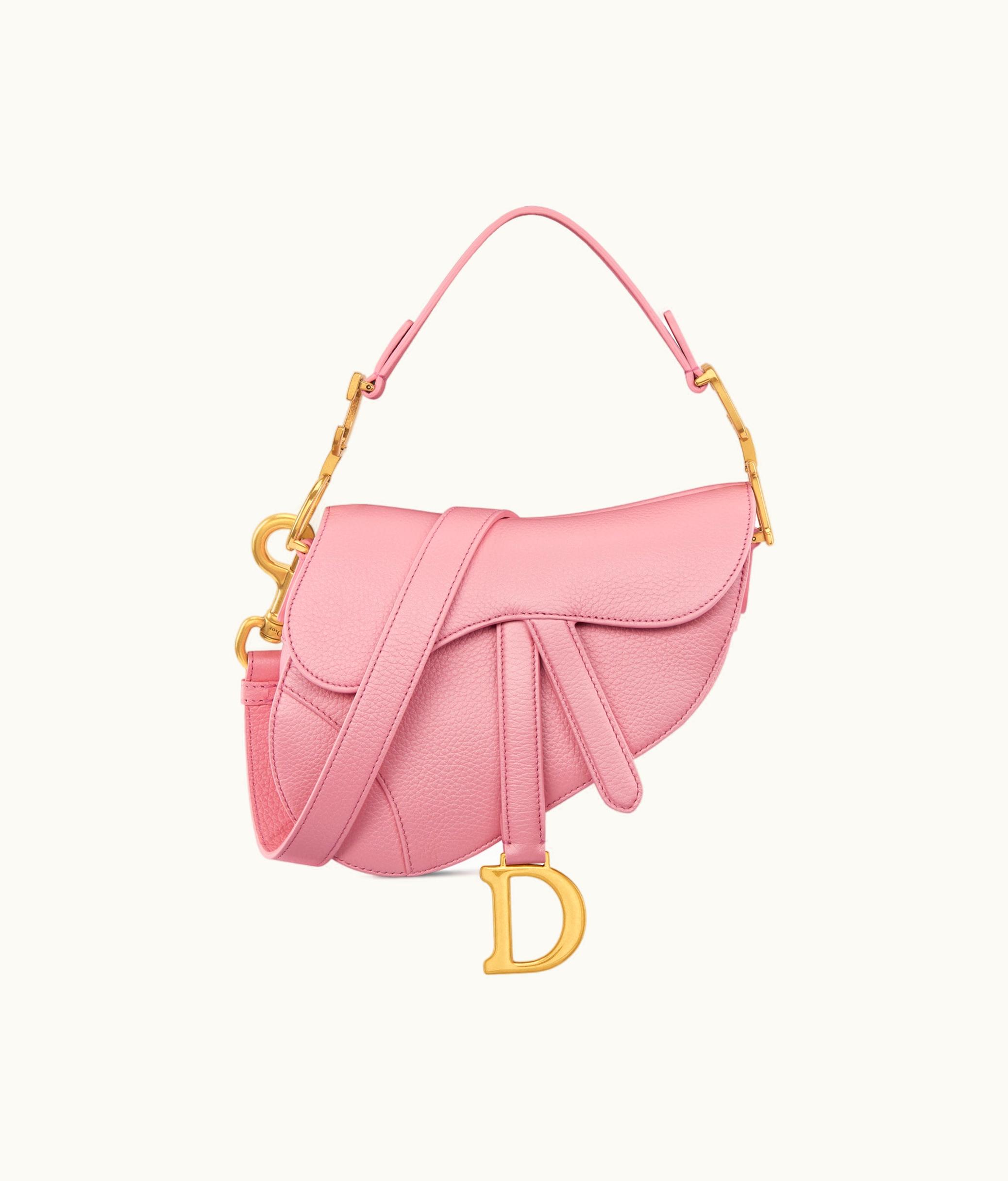 Dior Dior Mini Saddle Bag With Strap - Melocoton Pink Pearlescent Deerskin