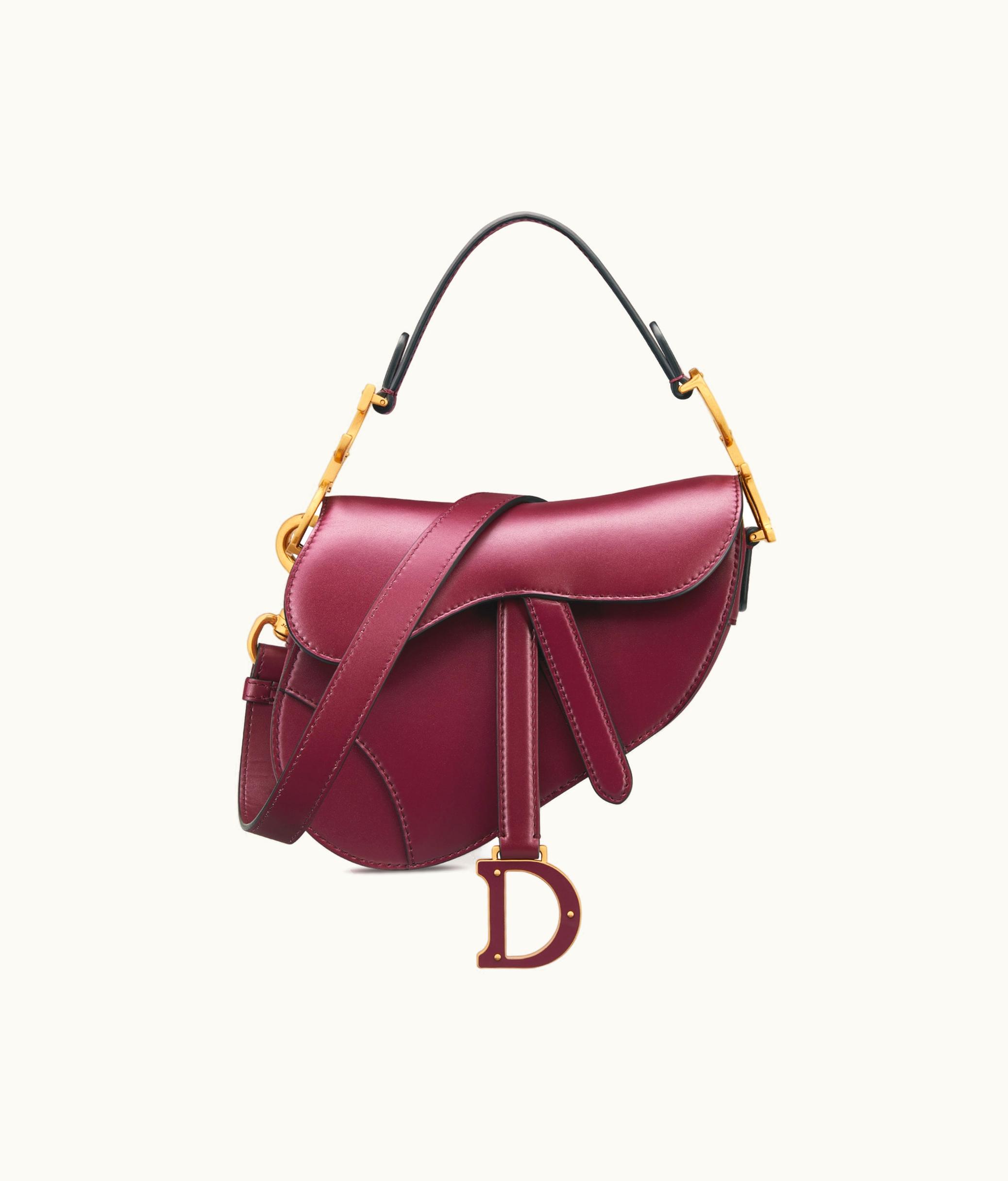 Dior Dior Mini Saddle Bag With Strap - Deep Fuchsia Smooth Calfskin
