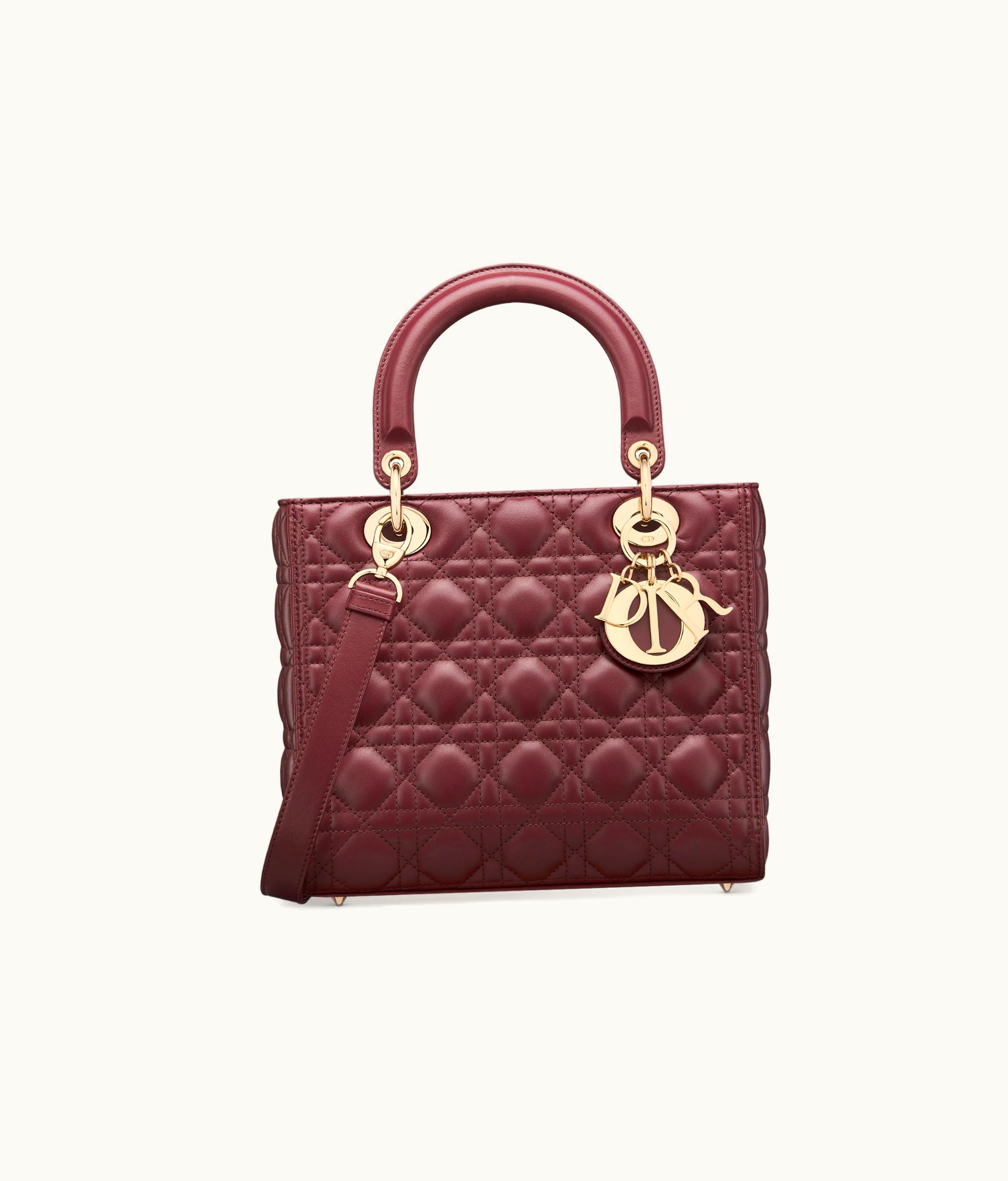Dior Medium Lady Dior Bag - Burgundy Cannage Lambskin