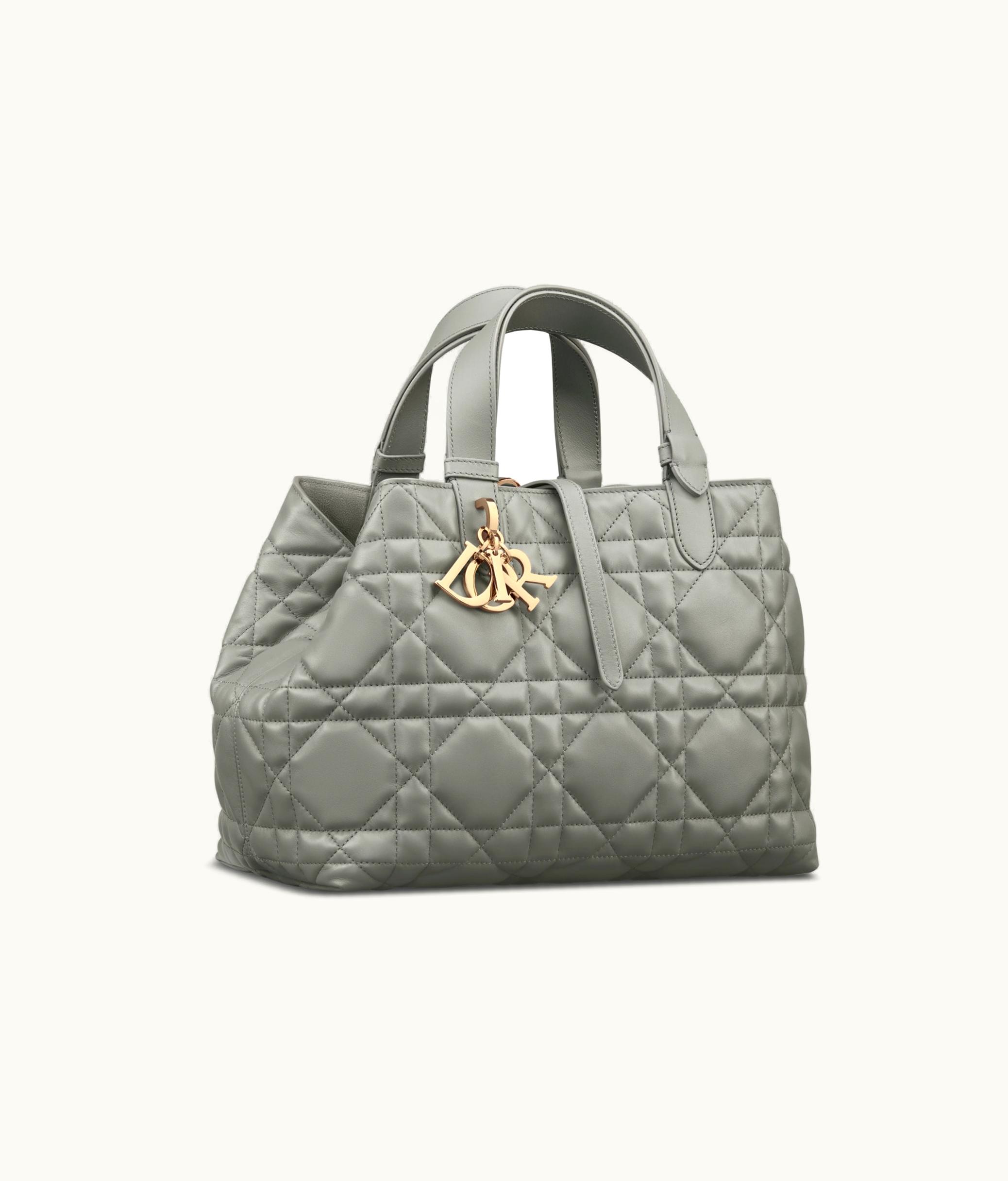 Dior Medium Dior Toujours Bag - Stone Gray Macrocannage Calfskin