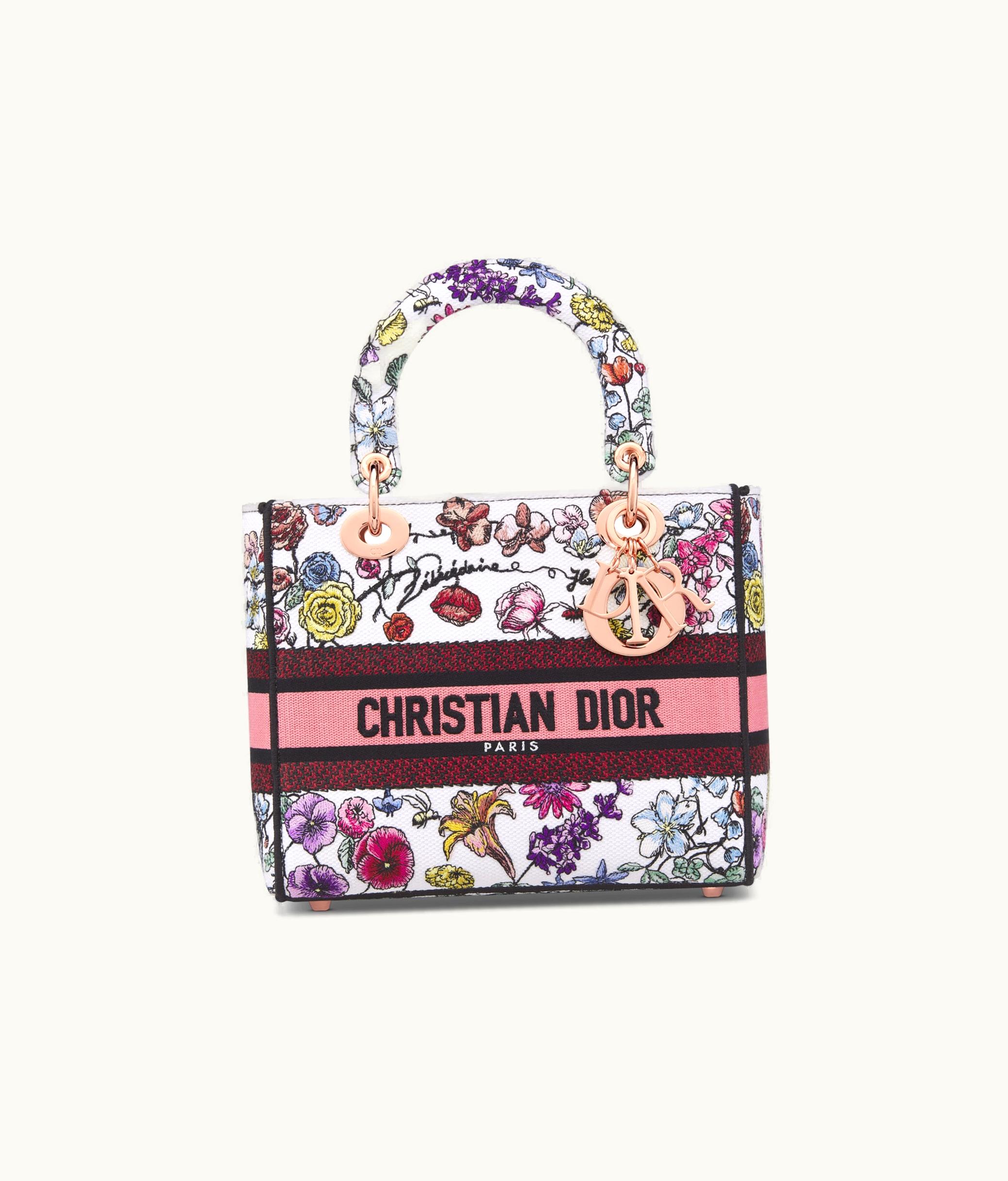 Dior Dior Medium Lady D-Lite Bag - White Multicolor Florilegio Embroidery