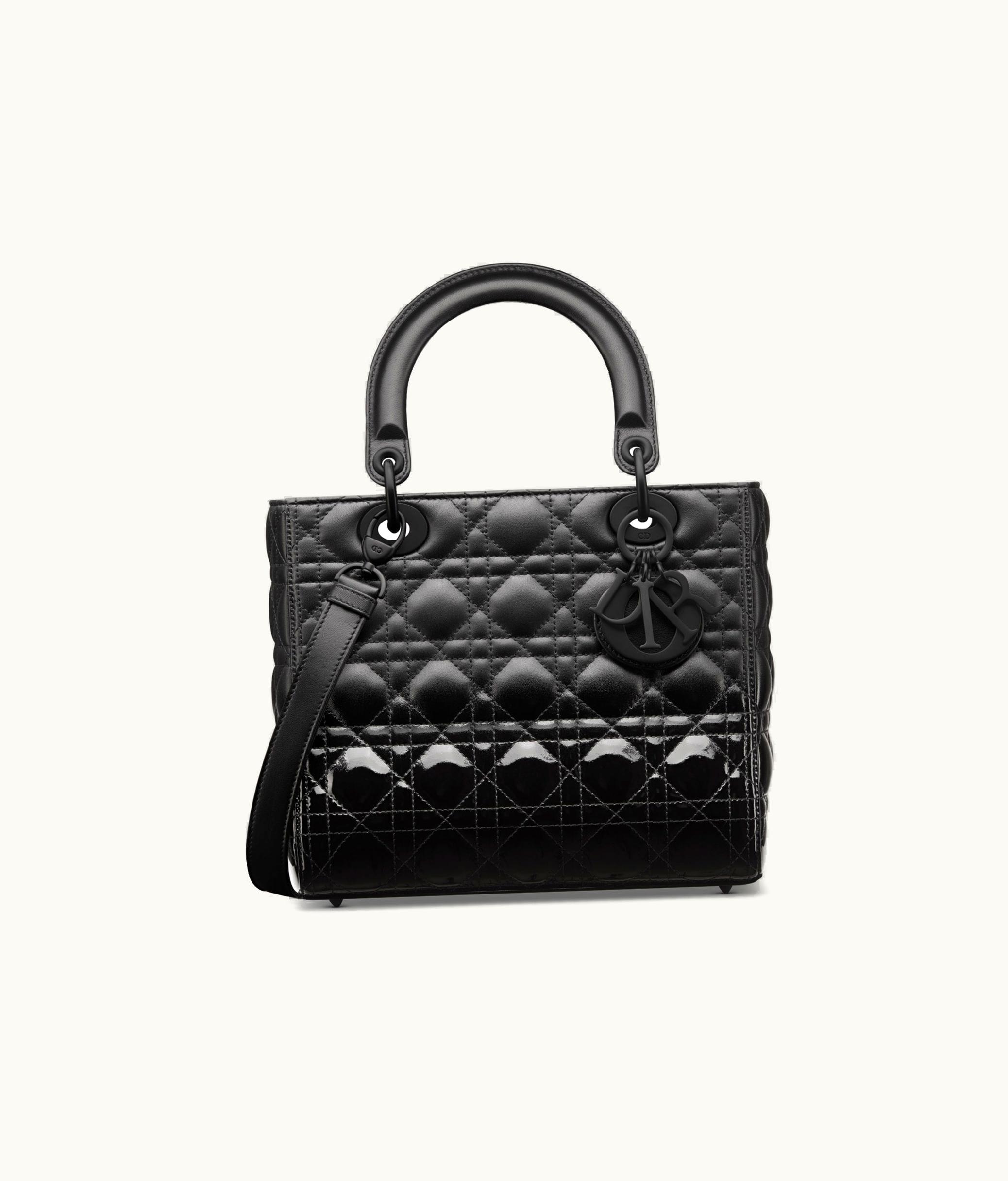 Dior Medium Lady Dior Bag - Gradient Patent And Matte Black Cannage Lambskin