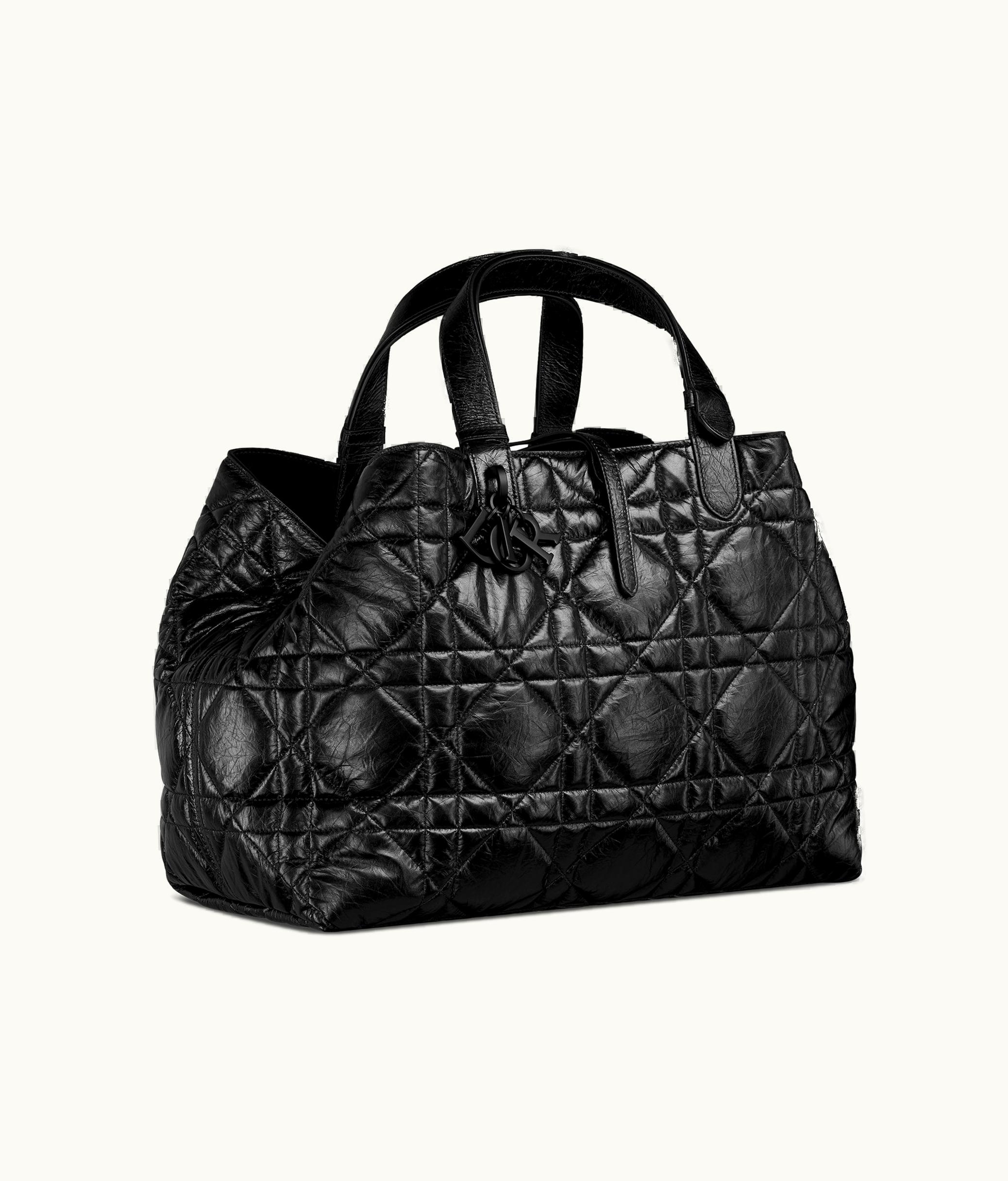 Dior Large Dior Toujours Bag - Black Macrocannage Crinkled Calfskin